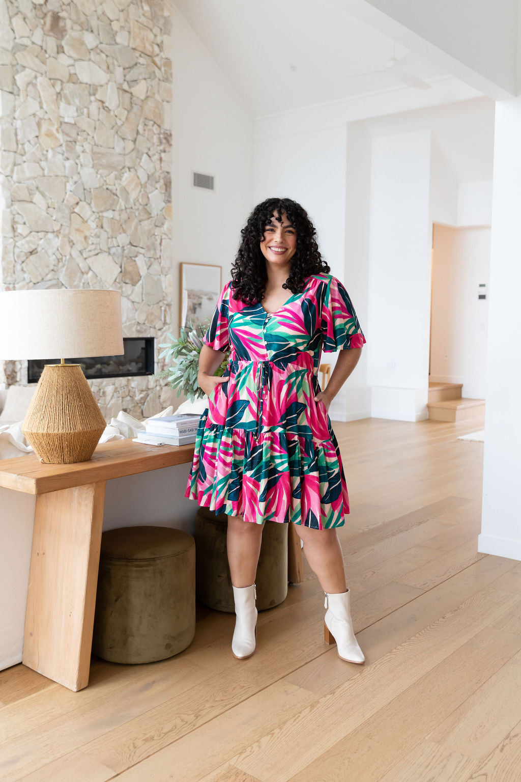 Esmae Jungle Pink Dress - Floral Print Summer Maxi Dress for Women | Perfect for Beach Vacations, Weddings & Date Nights
