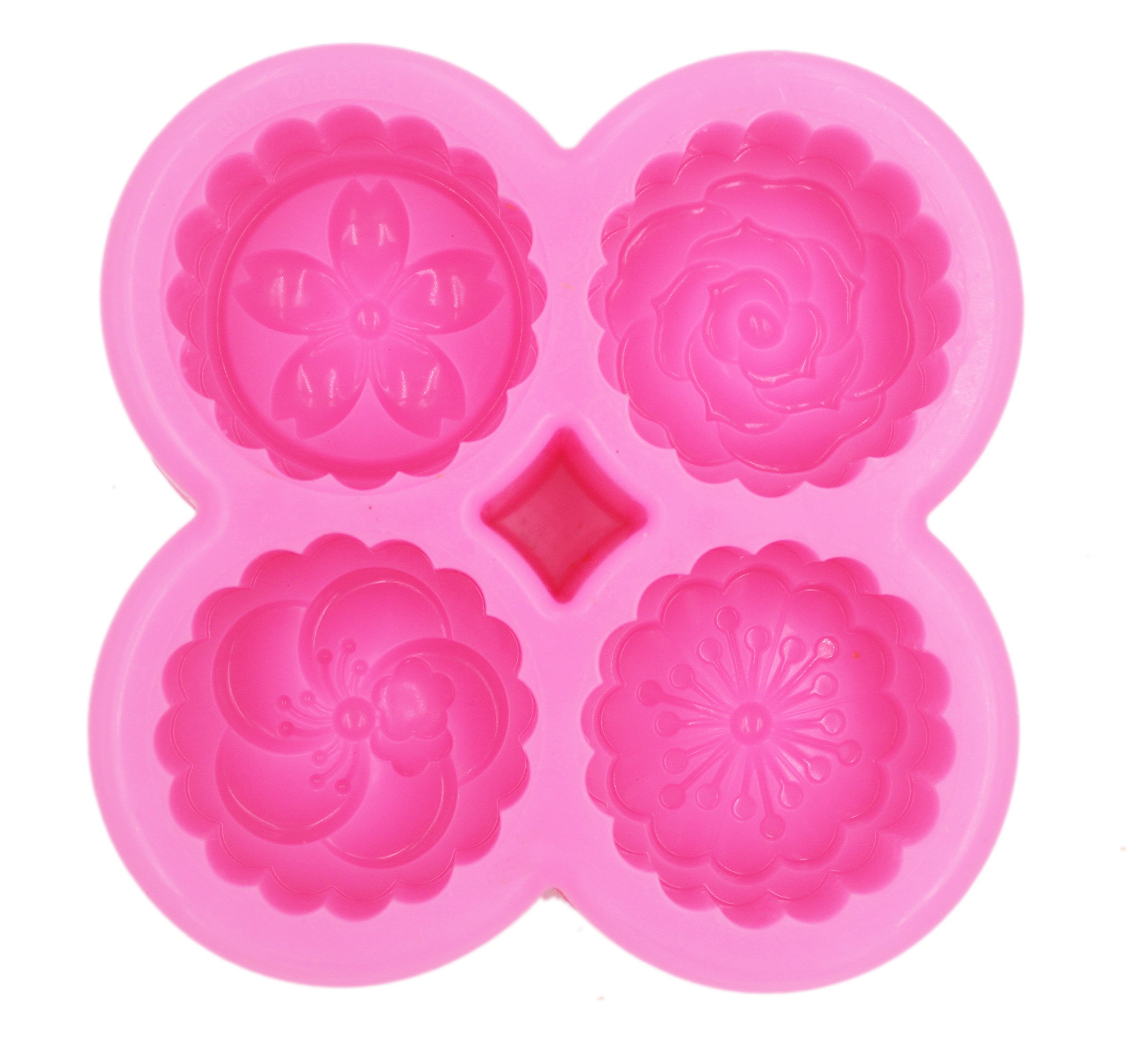 Premium Silicone Soap Molds - 4 Cavity Flower Shapes for DIY Handmade Soap Making, Bath Bomb & Candle Crafting - Perfect for Home Spa, Gifts & Party Favors
