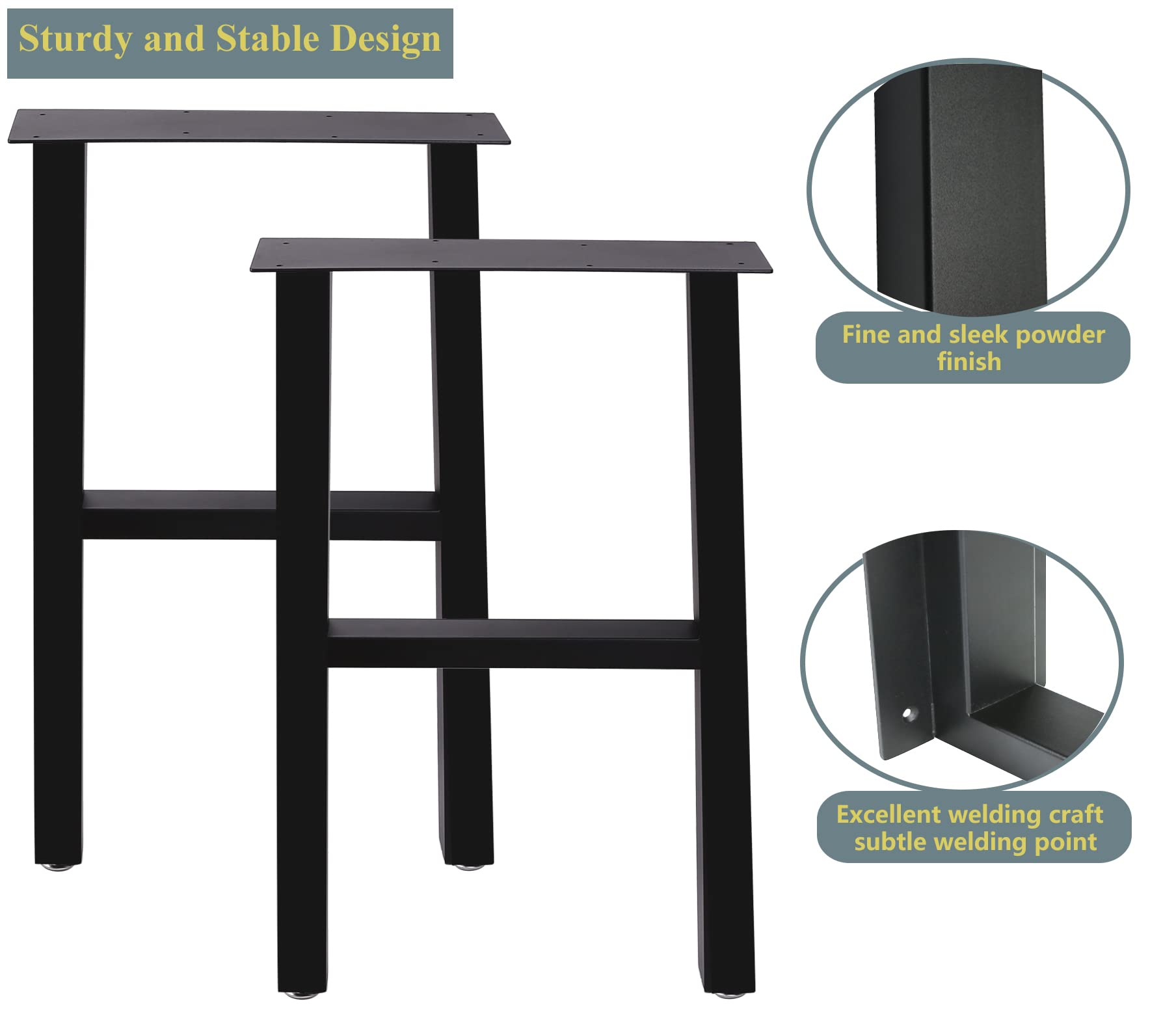 Heavy Duty Metal Table Legs Set of 2 - 28