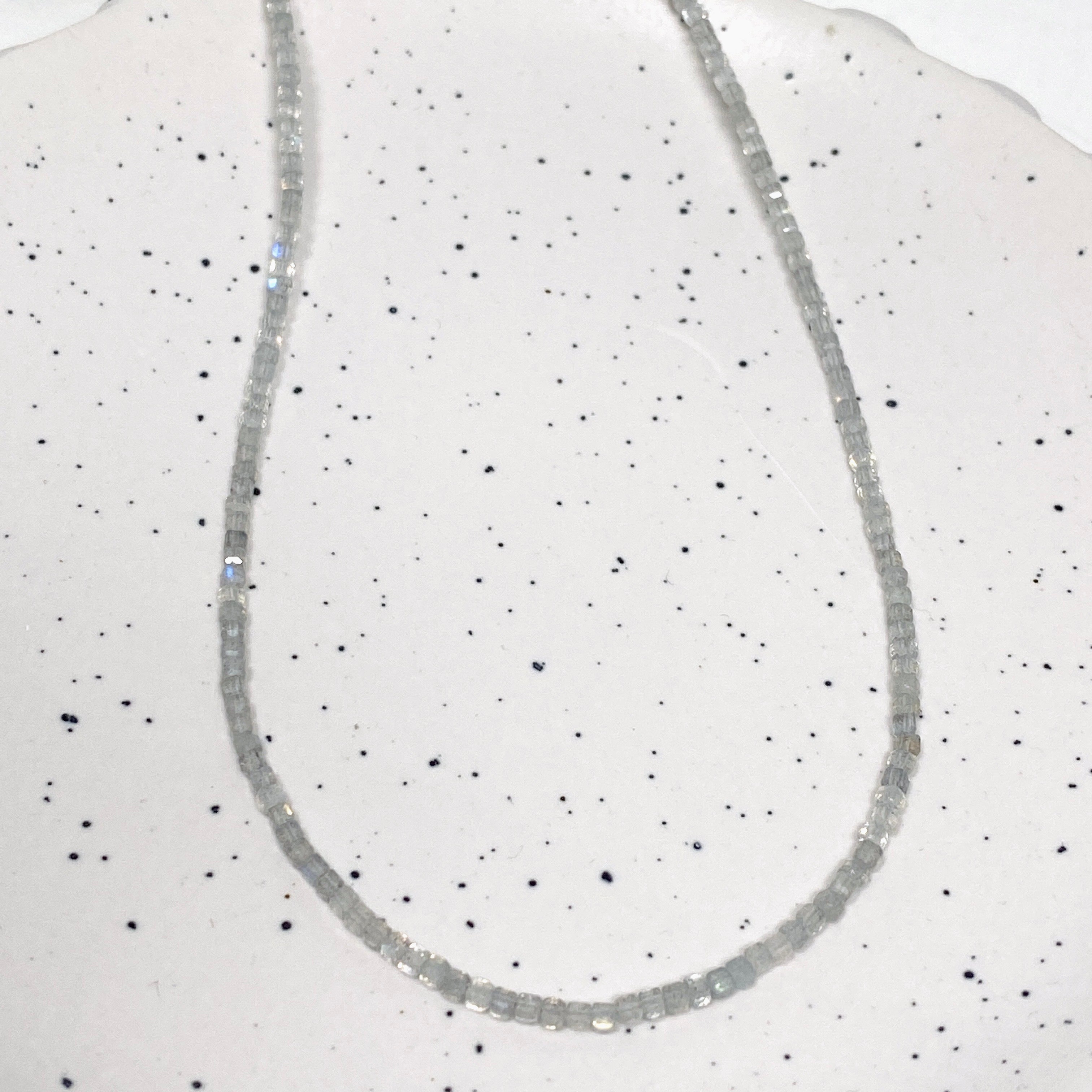 2mm Square Labradorite Micro Bead Necklace - Elegant Handmade Jewelry for Women, Perfect for Yoga, Meditation & Boho Fashion