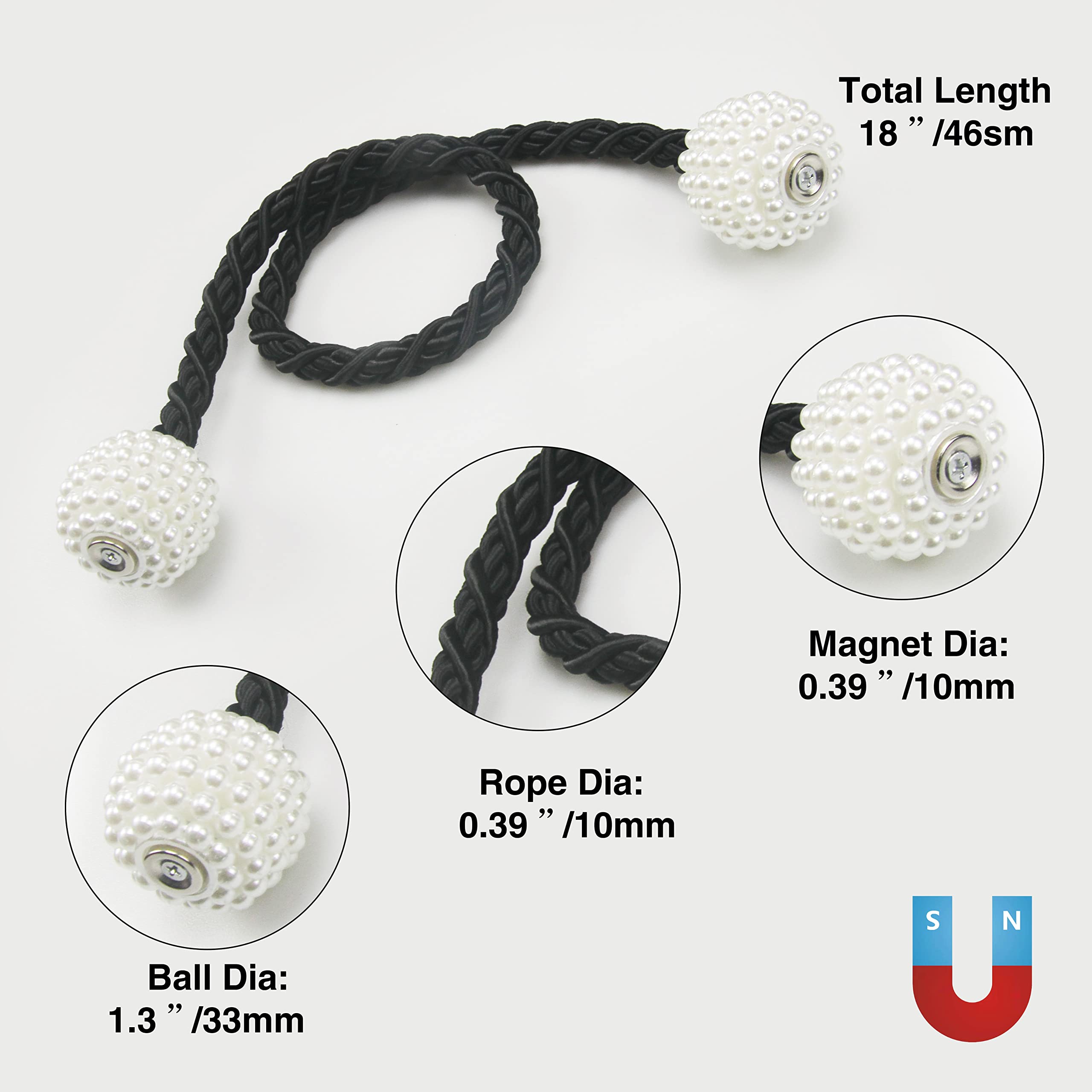 Premium Magnetic Curtain Tiebacks - Strong Hold Drape Ties for Windows, Weave Rope Curtain Holdbacks - Perfect for Living Room, Bedroom & Outdoor Draperies