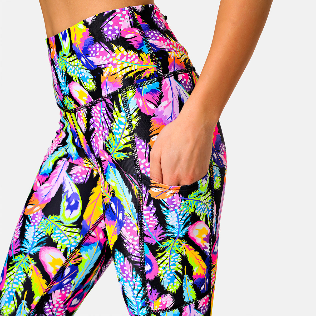 Feather Frenzy Leggings - Trendy Printed Yoga Pants for Women, Comfortable & Stylish Workout Leggings - Perfect for Yoga, Gym, Running & Casual Wear