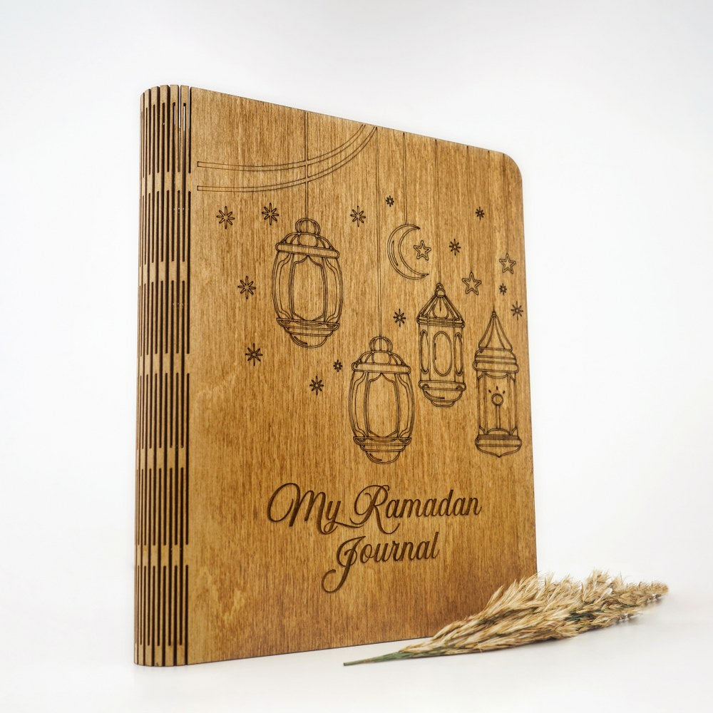 Ramadan Journal for Family - Wooden Cover Islamic Planner & Organizer - Perfect for Ramadan Planning, Reflection, and Family Bonding - Thoughtful Islamic Gift Idea