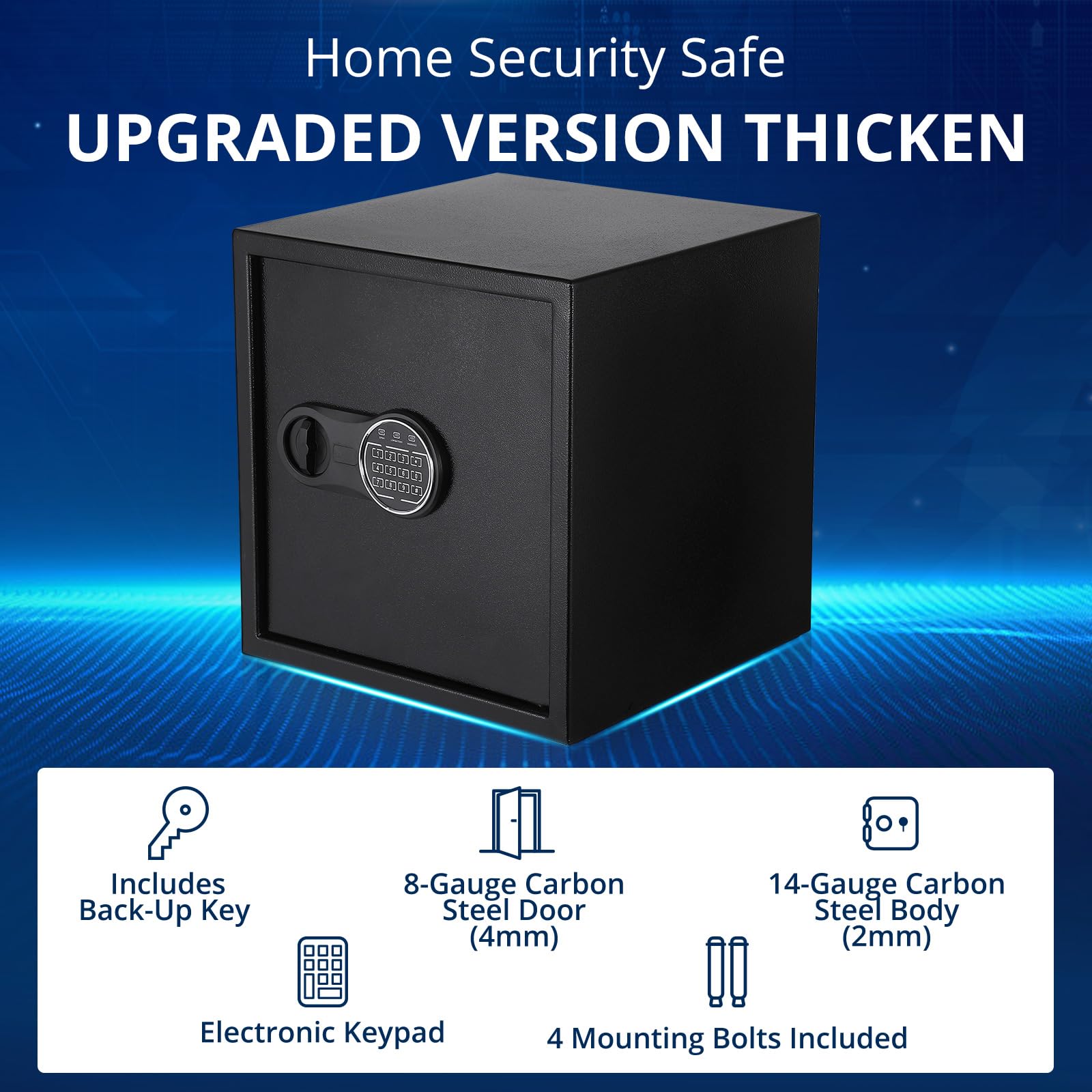 GARVEE 15.7x14.9 Inch Fireproof Steel Security Safe Box with Digital Keypad & Soft Interior Lining - Perfect for Home, Office, Jewelry & Cash Storage