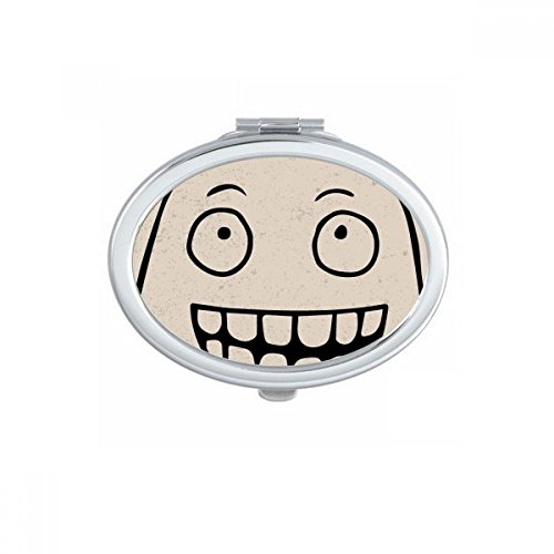 DIYthinker Silly Smile Black Happy Pattern Oval Mirror - Portable Folding Double-Sided Makeup Mirror with Stand (Perfect for Travel, Home Vanity & Cosmetics)