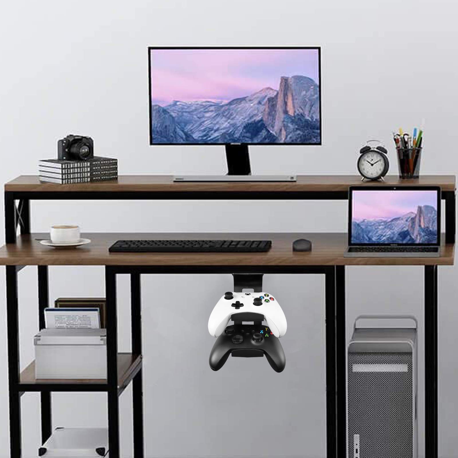Universal Game Controller Holder - Under Desk Dual Gamepad Mount for Xbox One, Series X, PS5, PS4, PS3 & Nintendo Switch - Perfect for Gaming Setup & Organization
