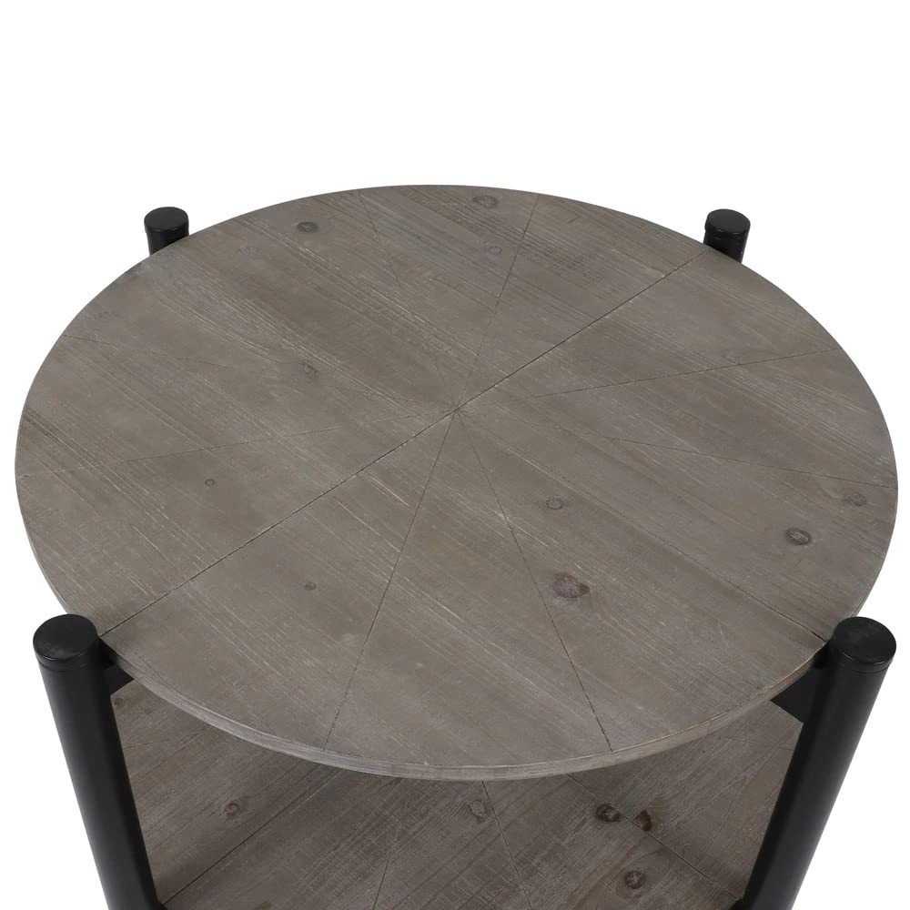 Decor Therapy Tonya 33-inch Black Round Wood Coffee Table with Shelf - Perfect for Living Room, Lounge & Home Decor