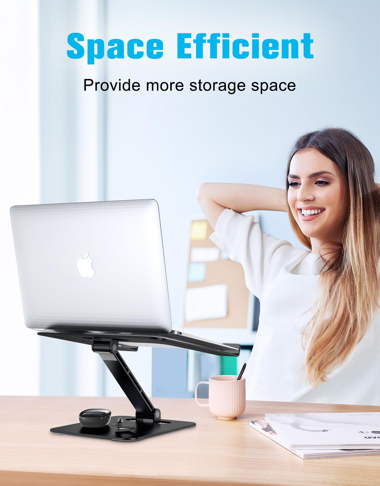 Babacom Laptop Stand - Ergonomic Foldable Adjustable Height Aluminium Alloy Riser for MacBook Air, Pro & 10-16