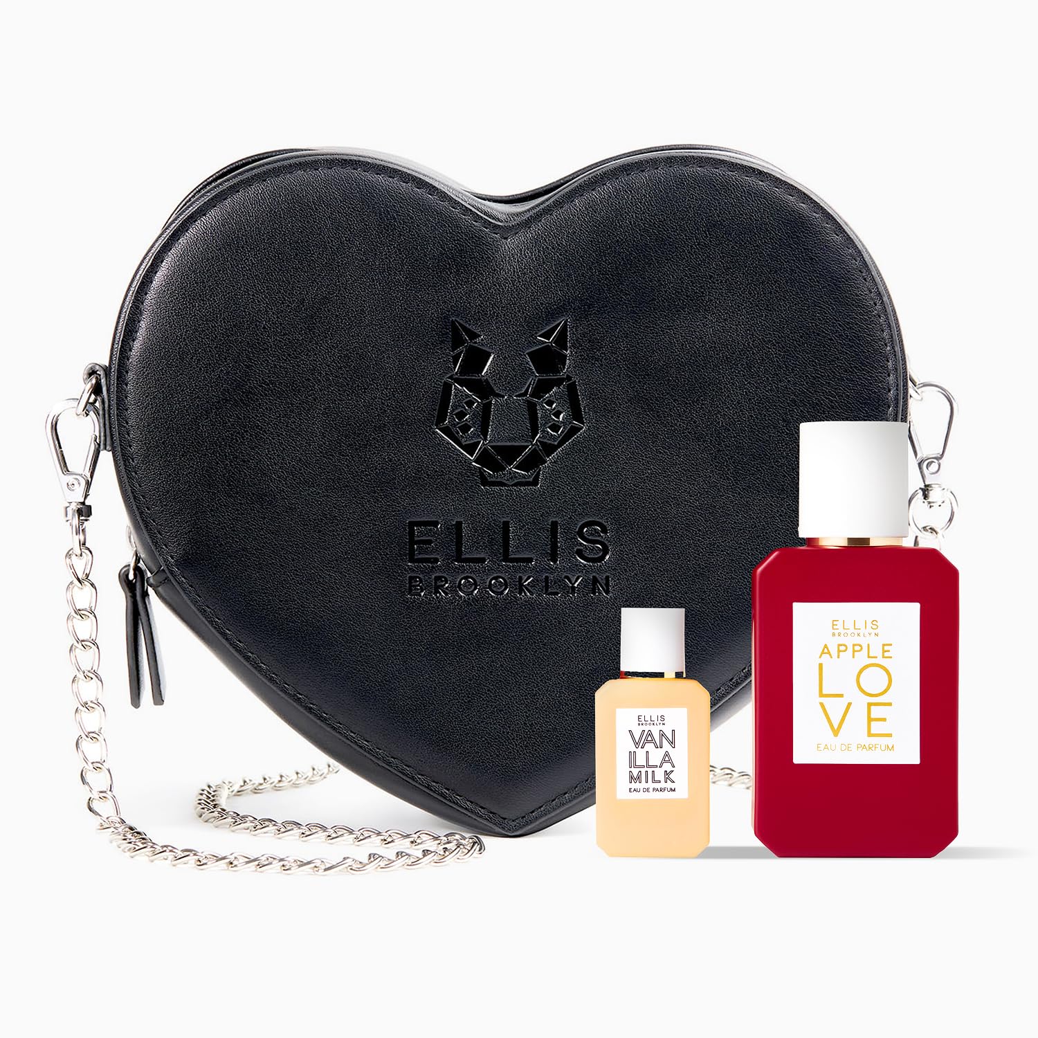 Ellis Brooklyn HEARTBREAKER Perfume Gift Set - 50mL APPLE LOVE Eau De Parfum & 7.5mL VANILLA MILK Eau De Parfum with Black Heart Bag | Romantic Date Night, Anniversary Gift for Her, Valentine's Day Present