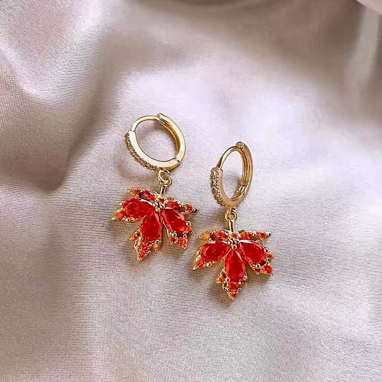 14K Gold Plated Maple Leaf Earrings for Women - Elegant Dangle Drop Earrings for Everyday Wear | Perfect Gift for Birthday, Anniversary & Mother's Day | GS040