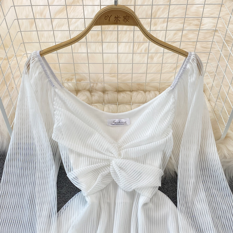 French Retro Long Sleeve Mesh Skirt Summer Fairy Dress - Elegant Boho Vintage Style for Women | Perfect for Weddings, Garden Parties & Romantic Dates