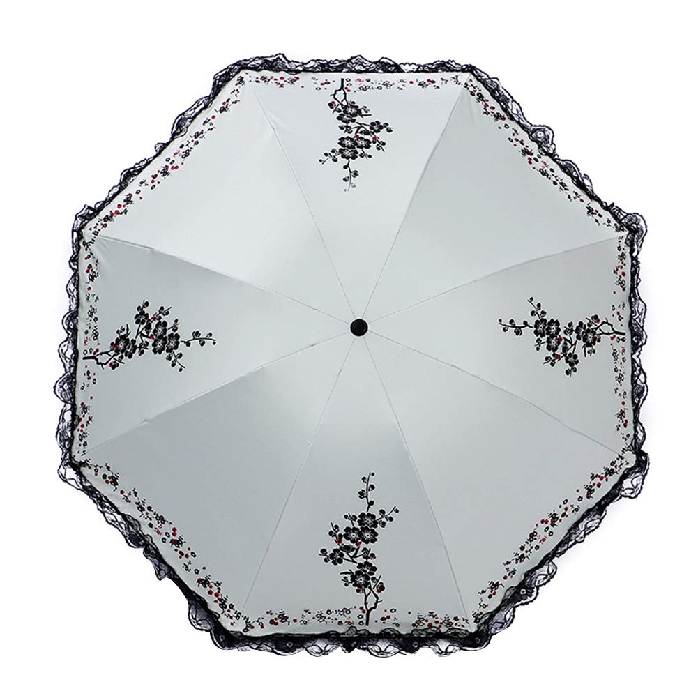 UV Protection Sun Umbrella with Lace Trim - Compact & Lightweight for Summer - Perfect for Beach, Travel, and Outdoor Activities