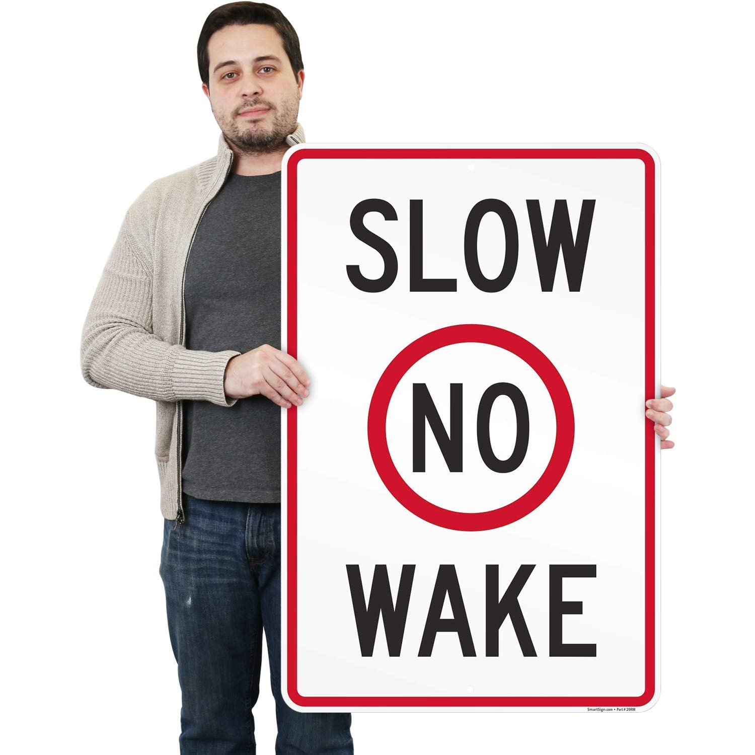 Slow No Wake Sign | 24x36 Inch Durable Aluminum Boat Warning Sign | Made in USA | Perfect for Marinas, Docks & Waterfront Properties