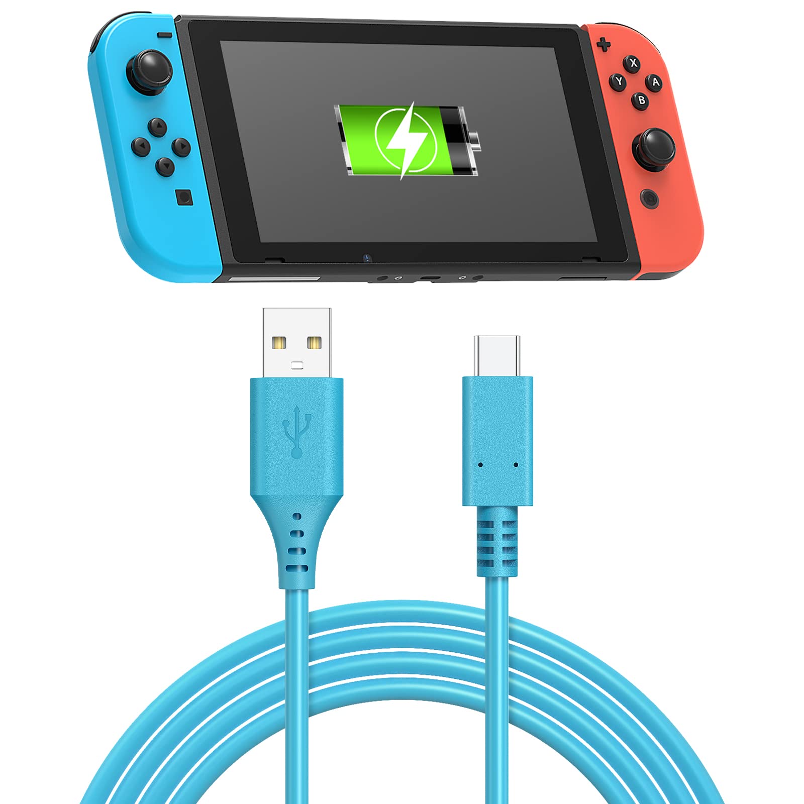 Fast Charging USB C Cable for Nintendo Switch/Switch Lite/Switch OLED/PS5/Xbox Series Controller - 9.8ft Durable Braided Cord Compatible with Samsung Galaxy S9/S8/Note 8 & Other USB C Devices - Blue | Perfect for Gaming, Travel & Home Charging