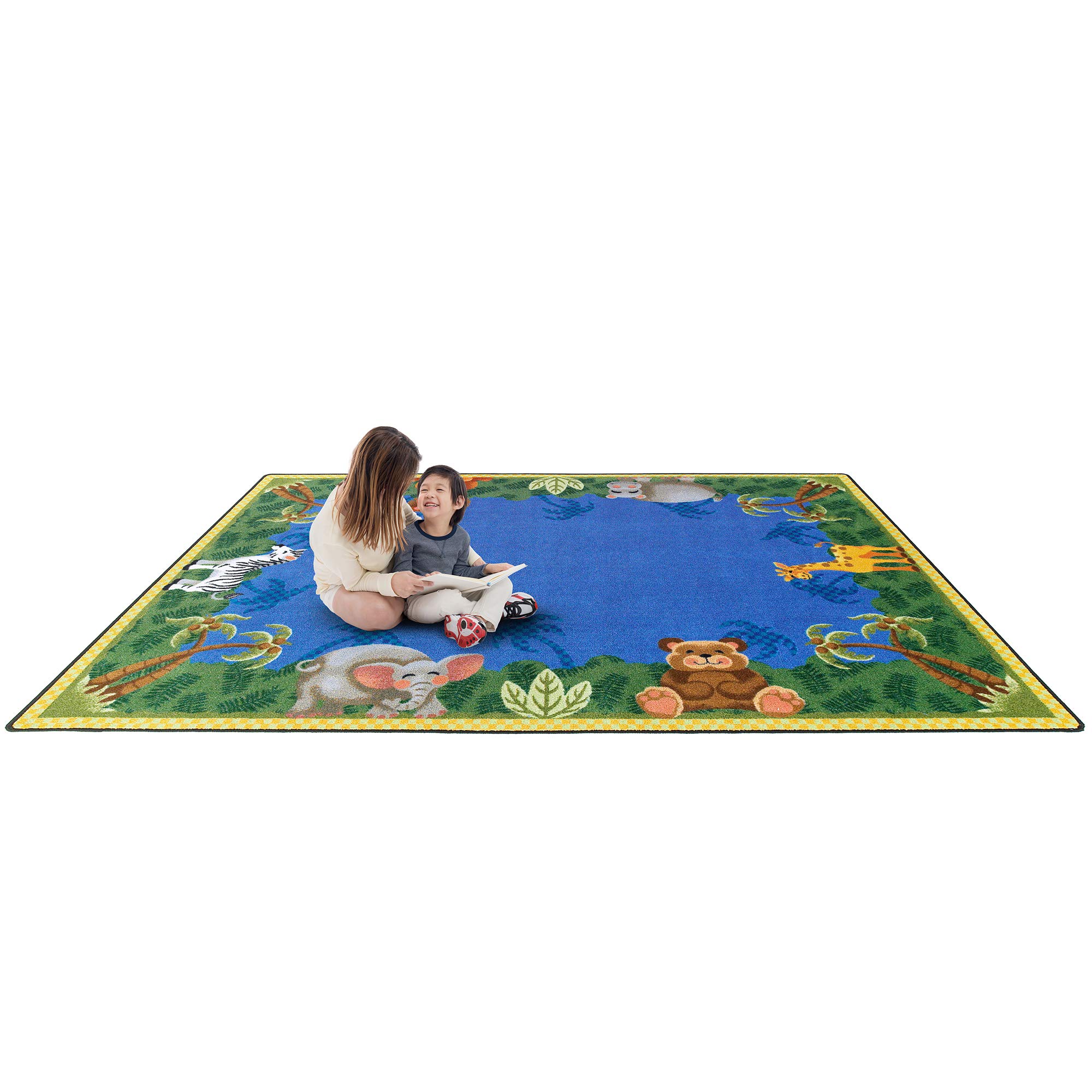 Joy Carpets Jungle Friends Play Rug for Kids - Soft Non-Slip Nursery Carpet (3'10