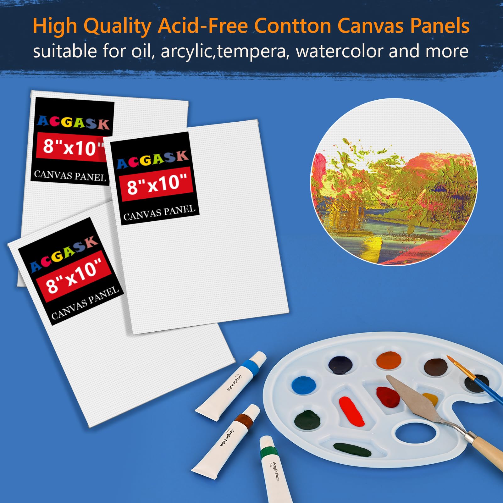 ACKASK 30-Piece Acrylic Painting Kit for Adults & Kids - Complete Art Set with 12 Paints, 10 Brushes, Canvas Easel & Palettes - Perfect for Beginners, Artists & DIY Home Decor Projects