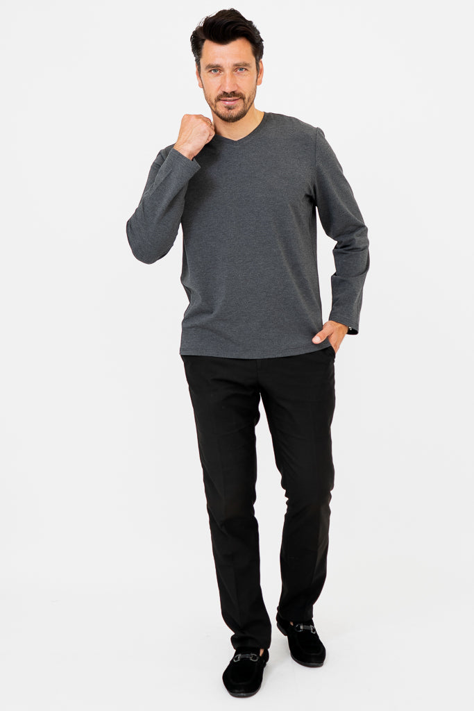 Adam Men's Long Sleeve Shirt - Graphite Color Bamboo Fabric - Perfect for Work, Travel & Outdoor Activities