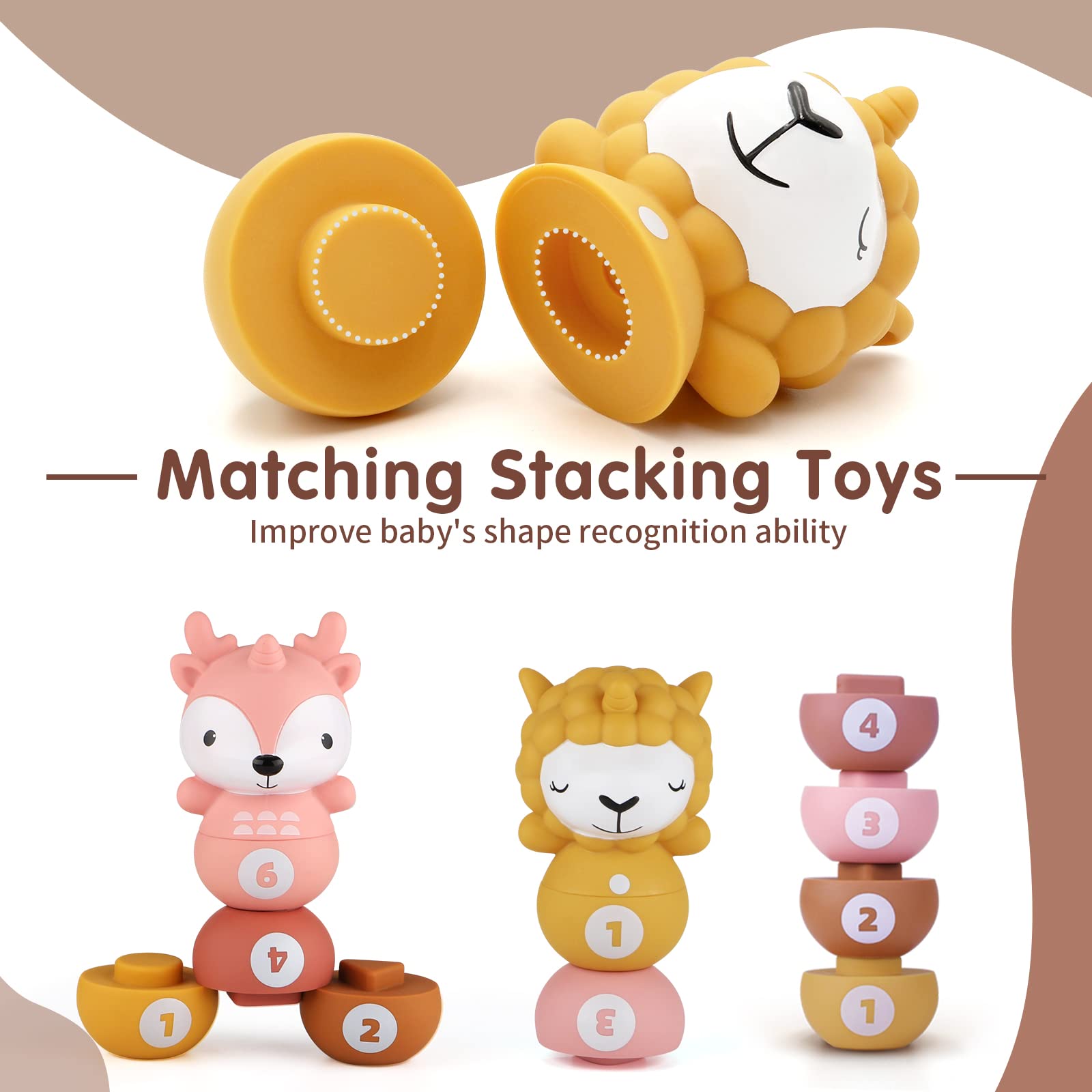 Nueplay Kids Stacking & Nesting Toys Set - 6 Soft Bowling Pins & 2 Balls for Toddlers 6+ Months - Early Learning Baby Toys for Boys & Girls - Perfect for Indoor Play, Birthday Gifts & Developmental Activities