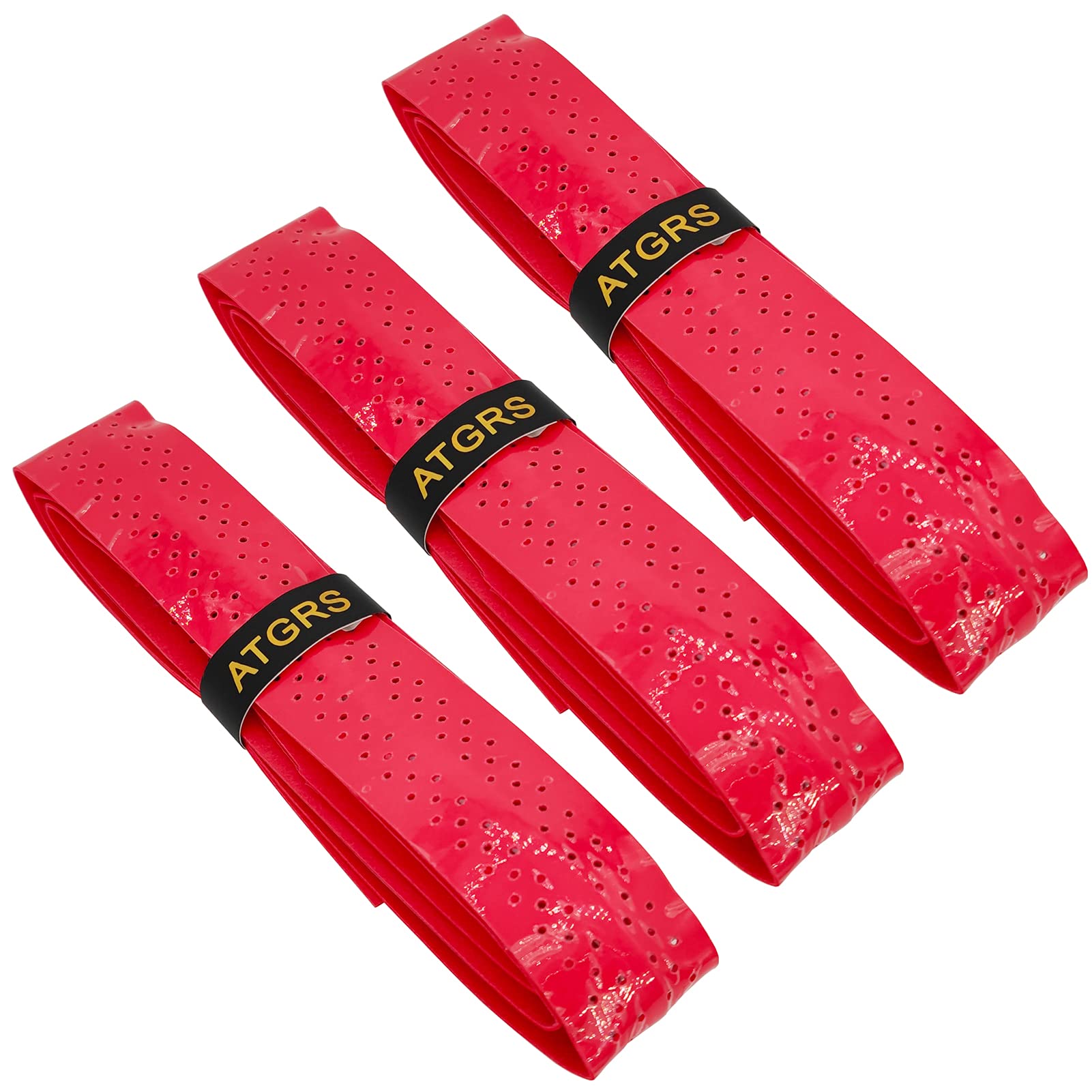 Tennis Grip Tacky Anti-Slip Overgrip Tape with Damping Ridges - 3 Pack Red for Tennis, Badminton, Pickleball Racket Handle - Perfect for Enhanced Control and Comfort in Competitive Play