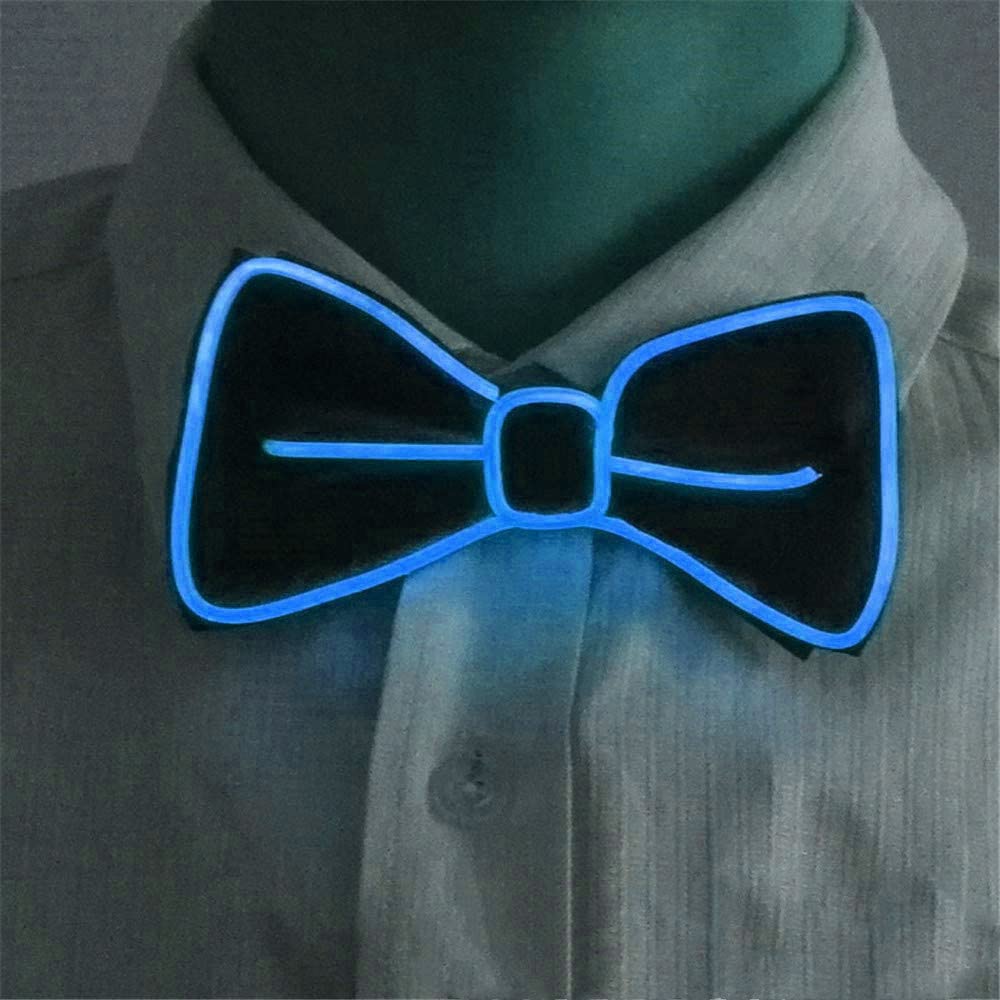 Glowing LED Bow Tie - Adjustable Light Up Bowtie with EL Wire for Parties, Raves, Cosplay & Night Events - Cool Glowing Accessory for Men & Women
