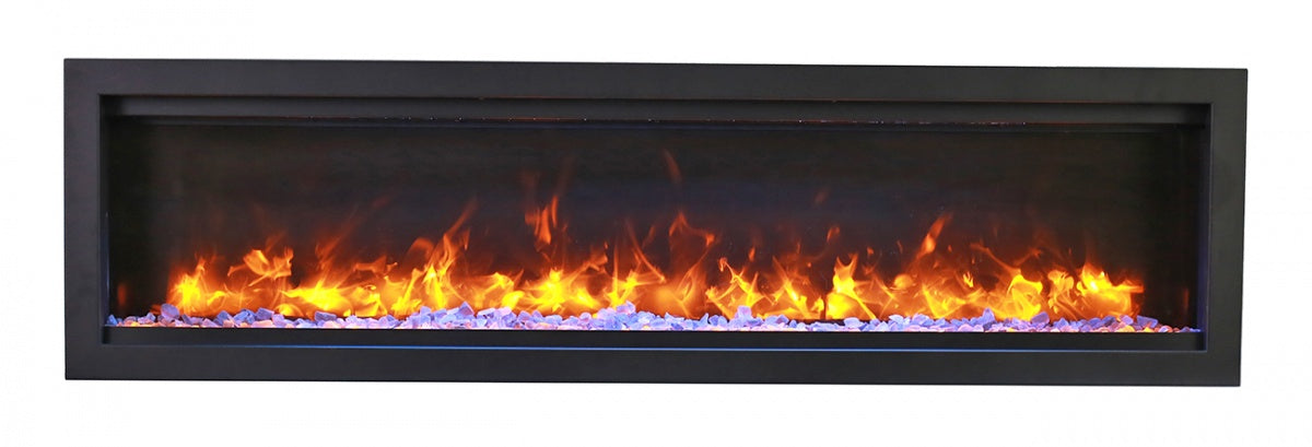 Amantii SYM 74 BESPOKE Modern Linear Electric Fireplace - Wall Mounted Recessed or Built-In Design for Living Room, Bedroom & Office Heating