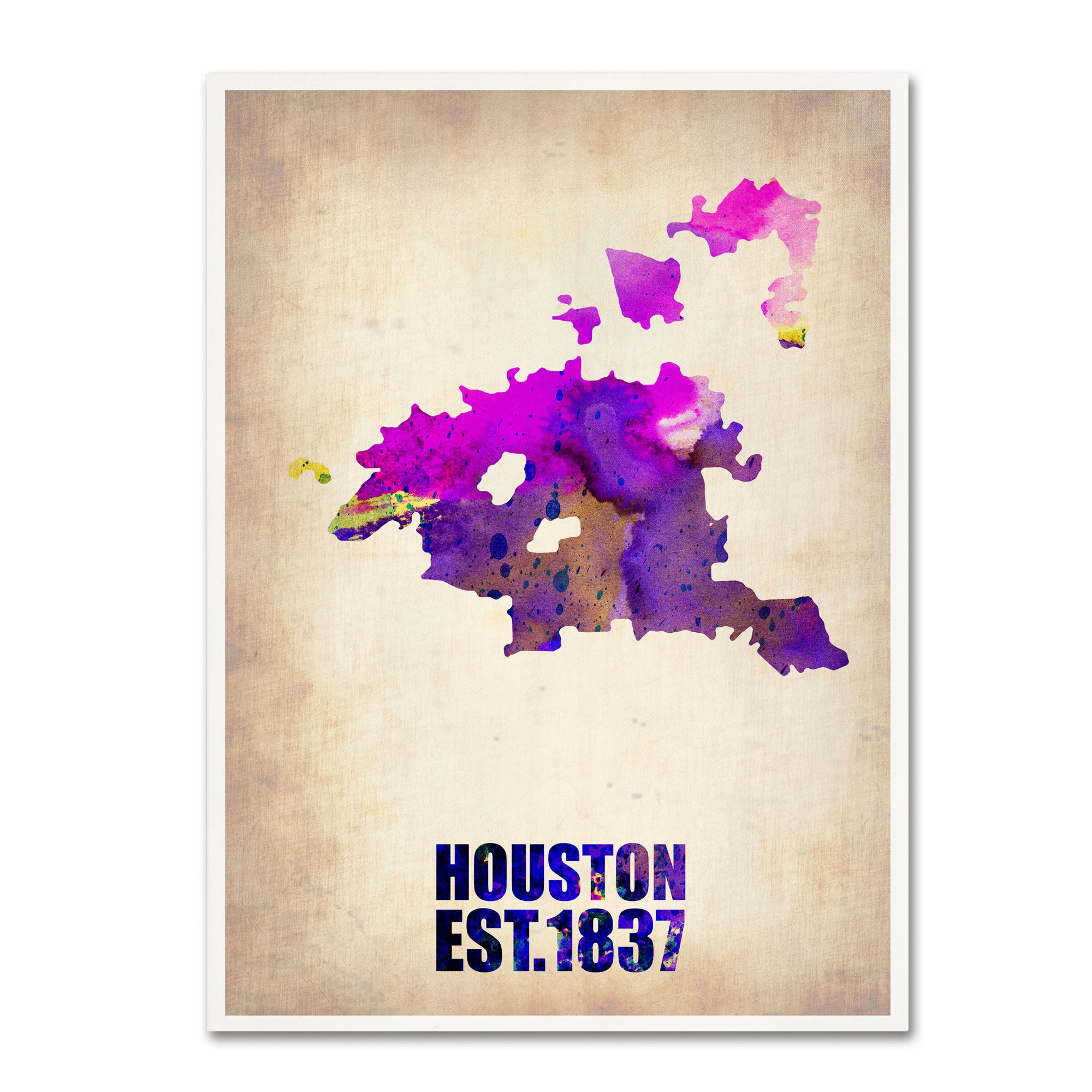 Houston Watercolor Map Wall Art - 18x24 Inch Canvas Print - Handmade Cityscape Decor for Home, Office & Gifts - Texas Themed Interior Design