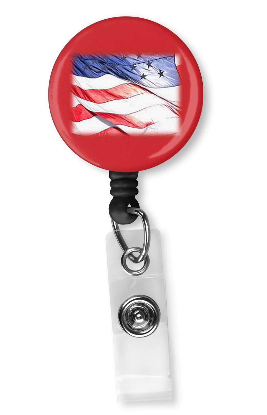 Retractable ID Badge Holder with Alligator Clip - USA Flag Design for Nurses & Professionals - Perfect for Hospitals, Schools & Office Security