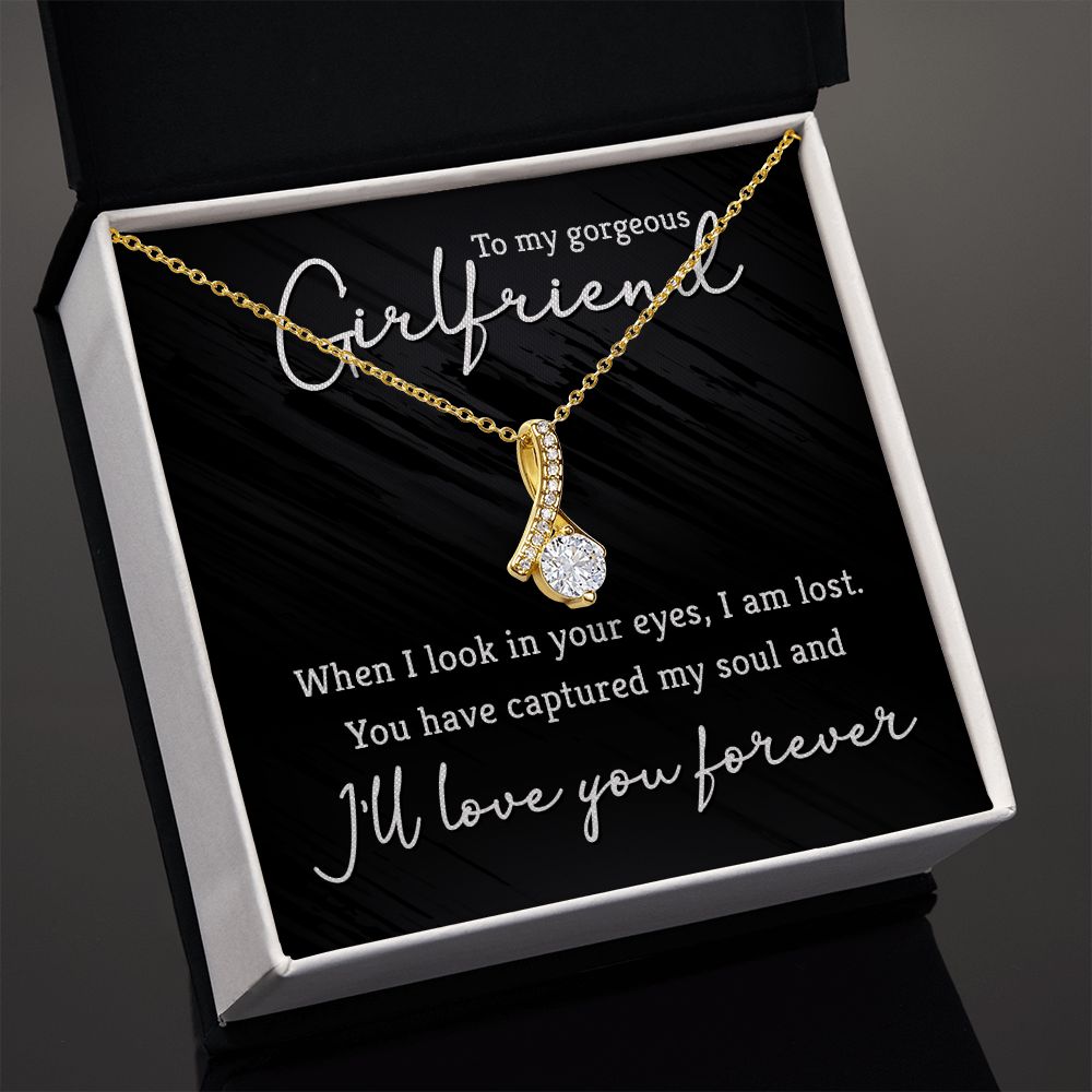 Elegant Cubic Zirconia Necklace for Girlfriend - 14K White or Yellow Gold Jewelry Gift for Women - Perfect for Anniversary, Birthday & Valentine's Day