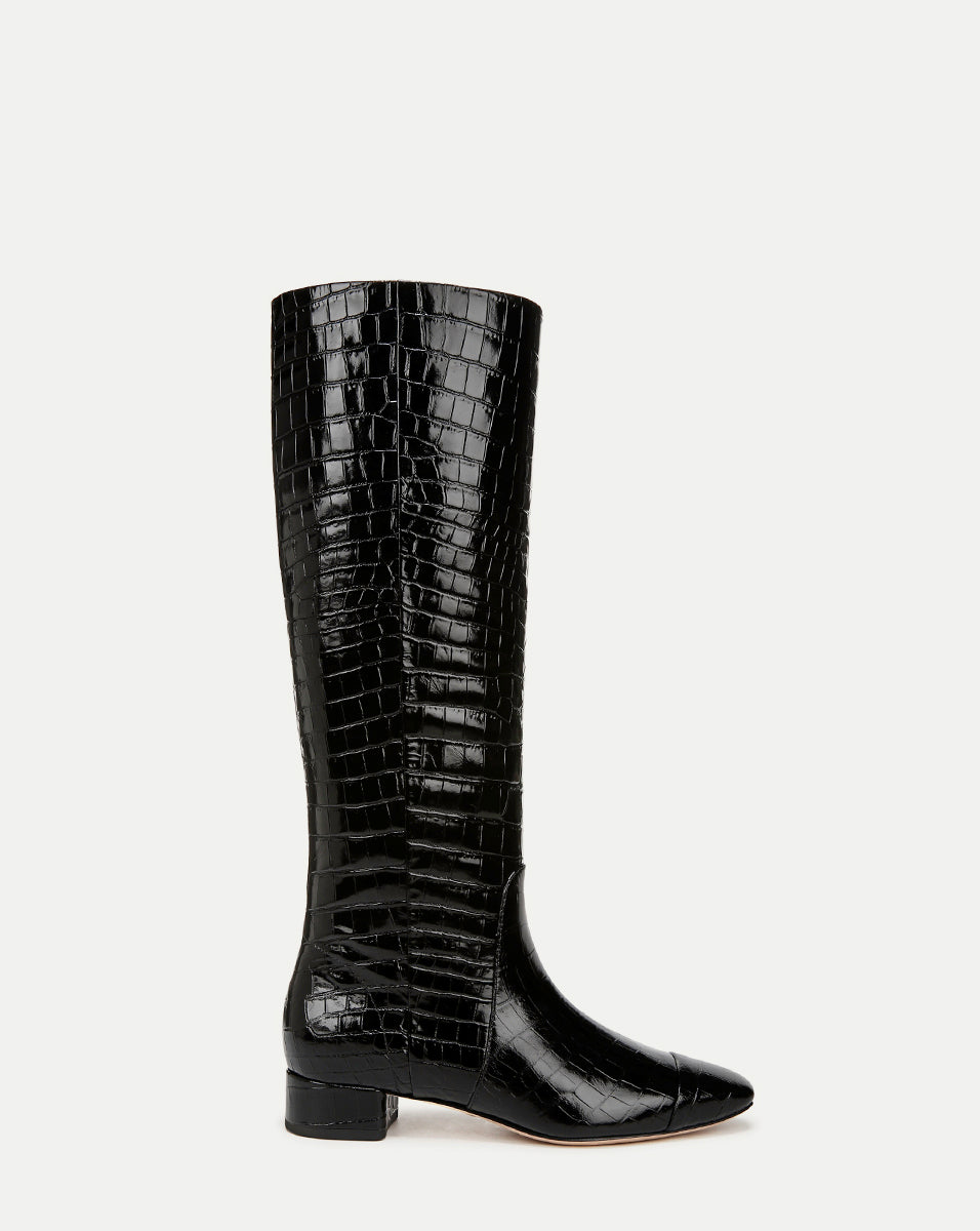 Cecile Women's Croc Embossed Tall Boots - Stylish Knee High Leather Boots for Fall & Winter Fashion | Perfect for Office, Party & Casual Outfits