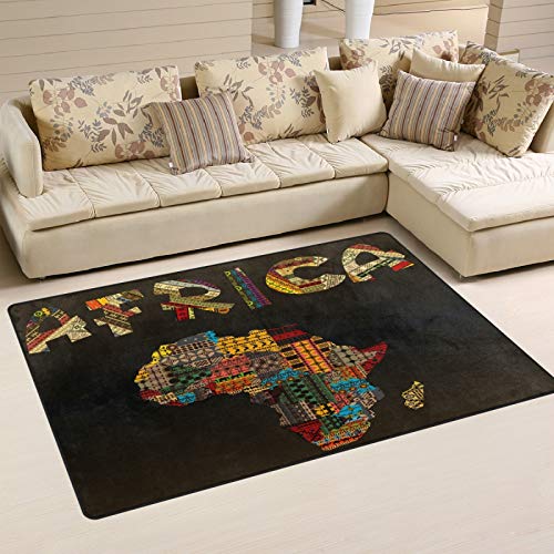 ALAZA Africa Map Rug 3'x5' - African Typography Carpet for Living Room & Girls Room