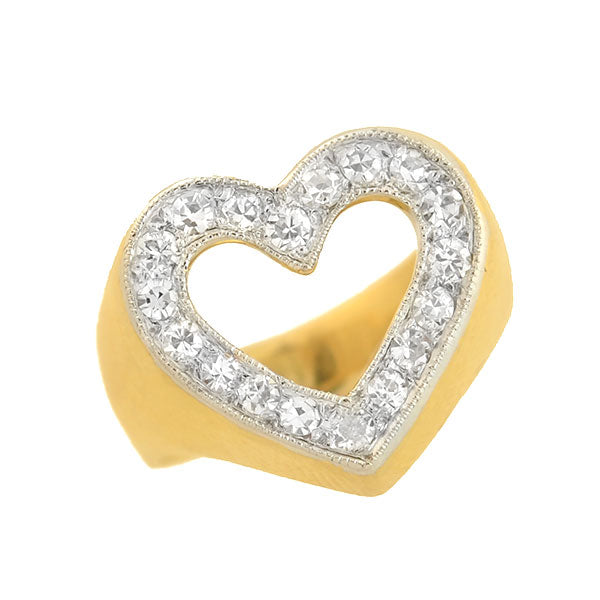 14K Yellow Gold Diamond Open Heart Ring - 0.50ctw Elegant Jewelry for Women, Perfect Gift for Anniversary, Valentine's Day & Special Occasions