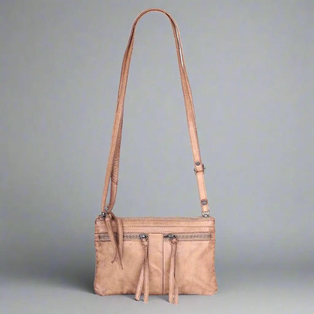 Premium MET Leather Crossbody Bag with Dual Front Zipper Pockets - Stylish & Secure for Women's Daily Use, Travel & Shopping