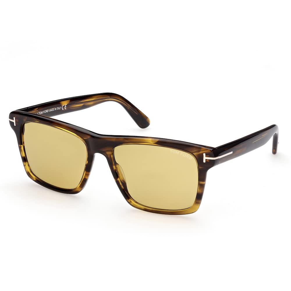 TOM FORD FT0906 Buckley-02 55E Havana Brown Sunglasses for Men - 56mm Lens Size | Polarized UV Protection, Luxury Fashion Eyewear for Driving, Beach & Outdoor Activities