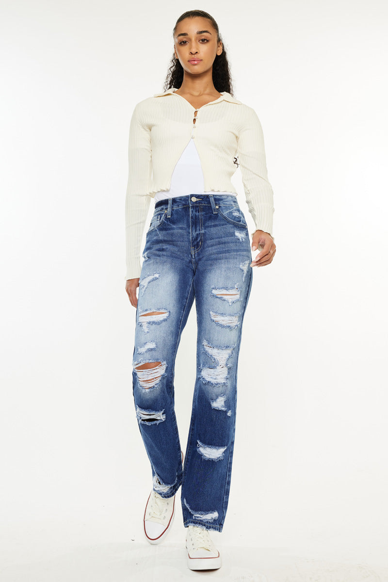 Ashland High Rise Slim Straight Leg Jeans for Women - Stretchy Denim Pants with Comfortable Fit - Perfect for Casual Wear, Office & Everyday Outfits
