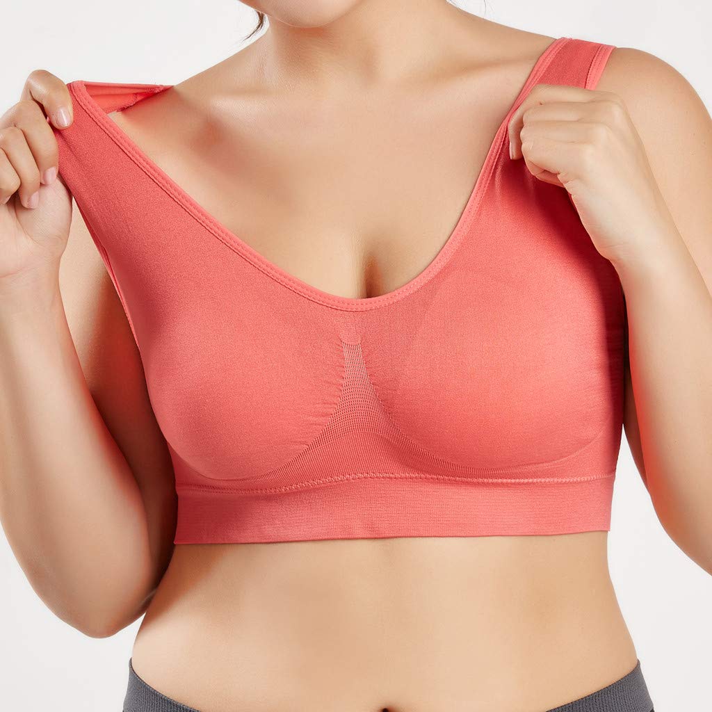 Women's Plus Size Sports Bras - Ultra-Thin Full Coverage Yoga Bra for Fitness & Workouts - Breathable Support for Running, Gym, Pilates (Orange, XXXXXL)