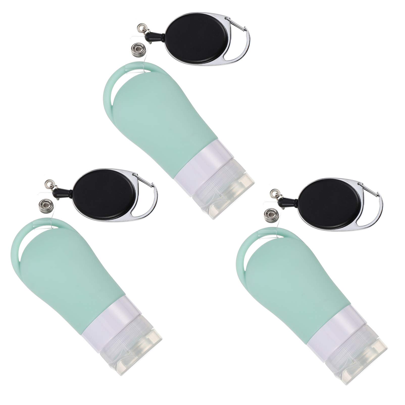 FRCOLOR 3Pcs Silicone Travel Shampoo Bottles - Leak Proof Toiletry Containers with Keychain for Shampoo, Conditioner & Lotion - Perfect for Airplane, Gym & Camping Trips