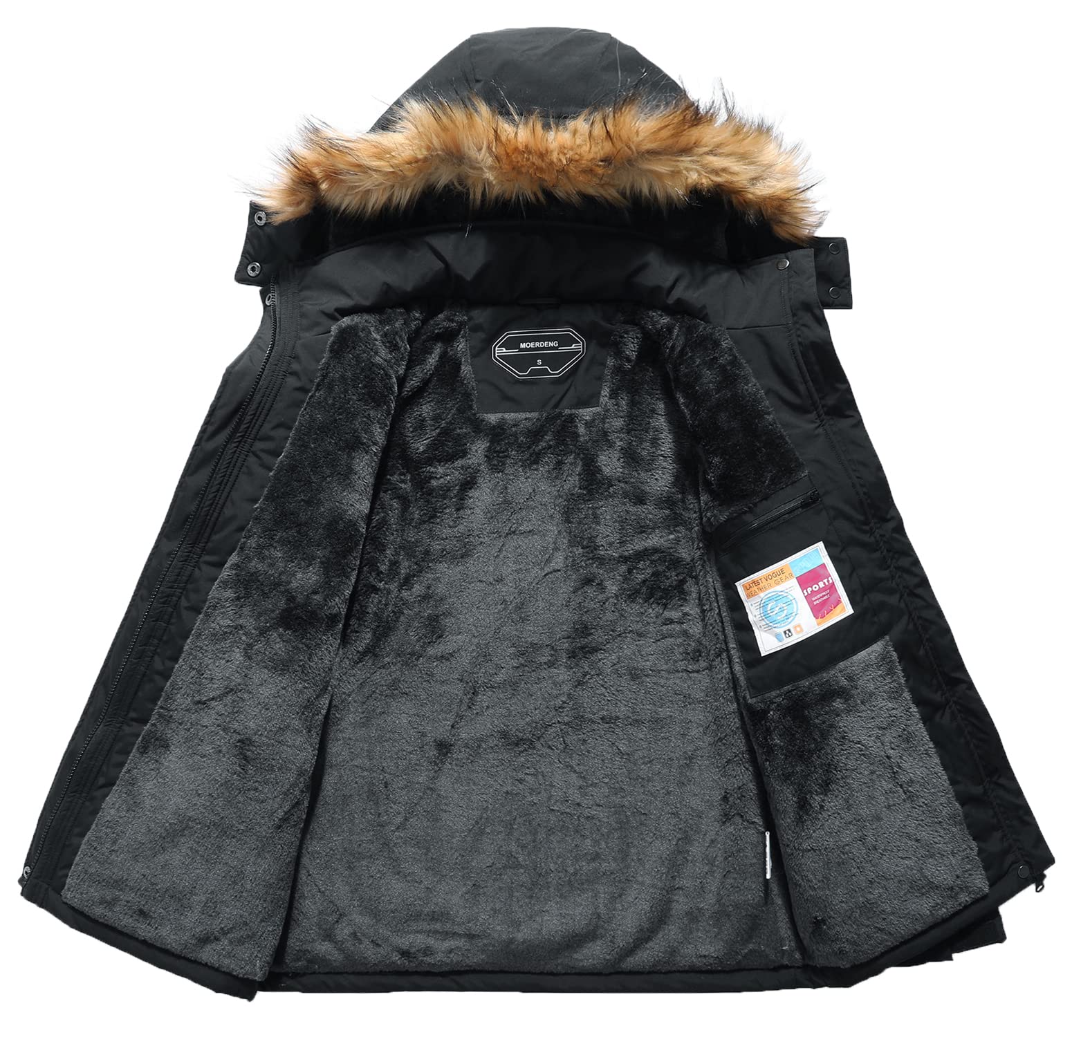 MOERDENG Women's Waterproof Ski Jacket - Winter Warm Hooded Snow Coat with Windproof Design for Skiing & Snowboarding - Perfect for Mountain Adventures & Outdoor Winter Sports