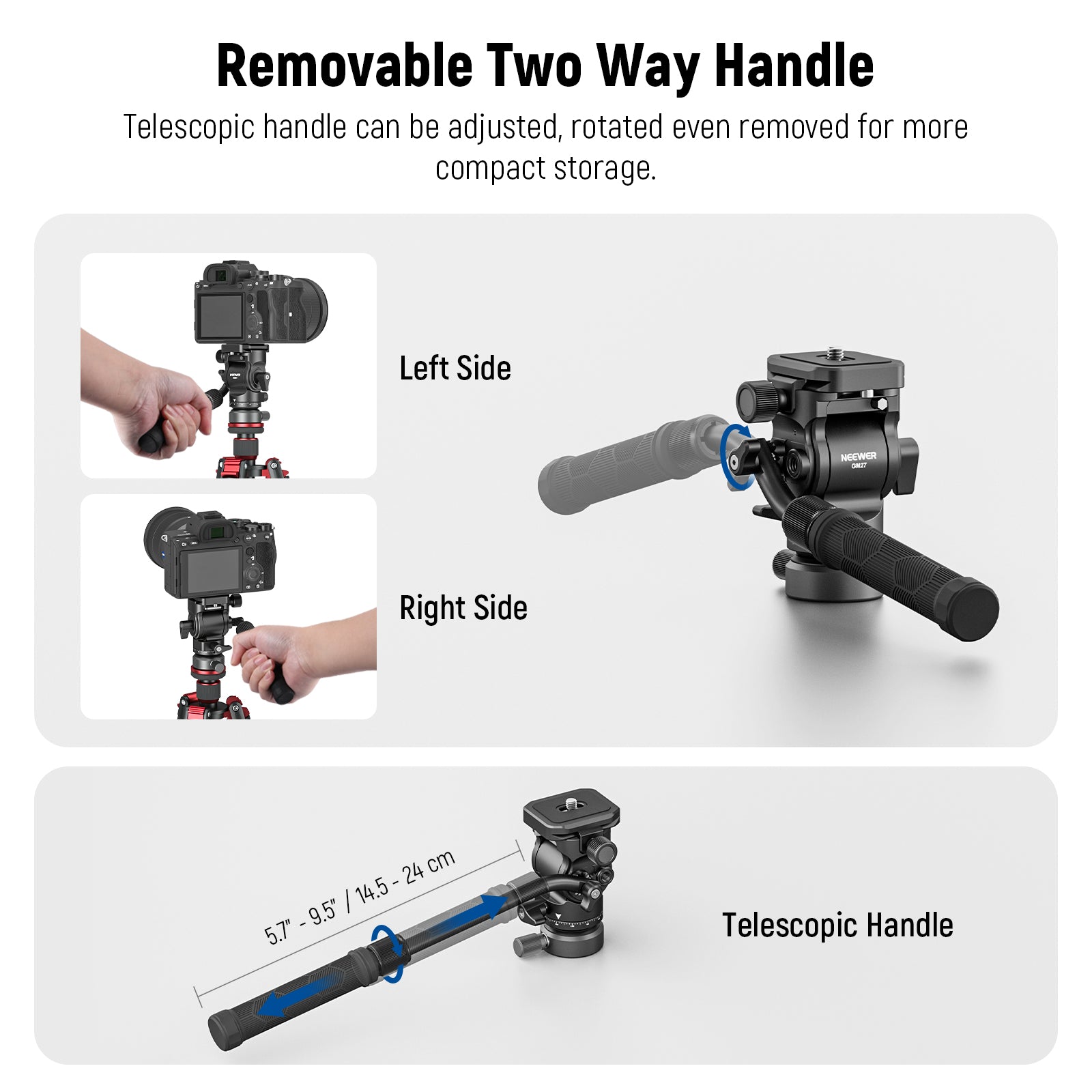 NEEWER GM27 Professional Tripod Fluid Head for DSLR Cameras - Smooth Pan & Tilt for Video Shooting, Photography, Live Streaming, and Vlogging
