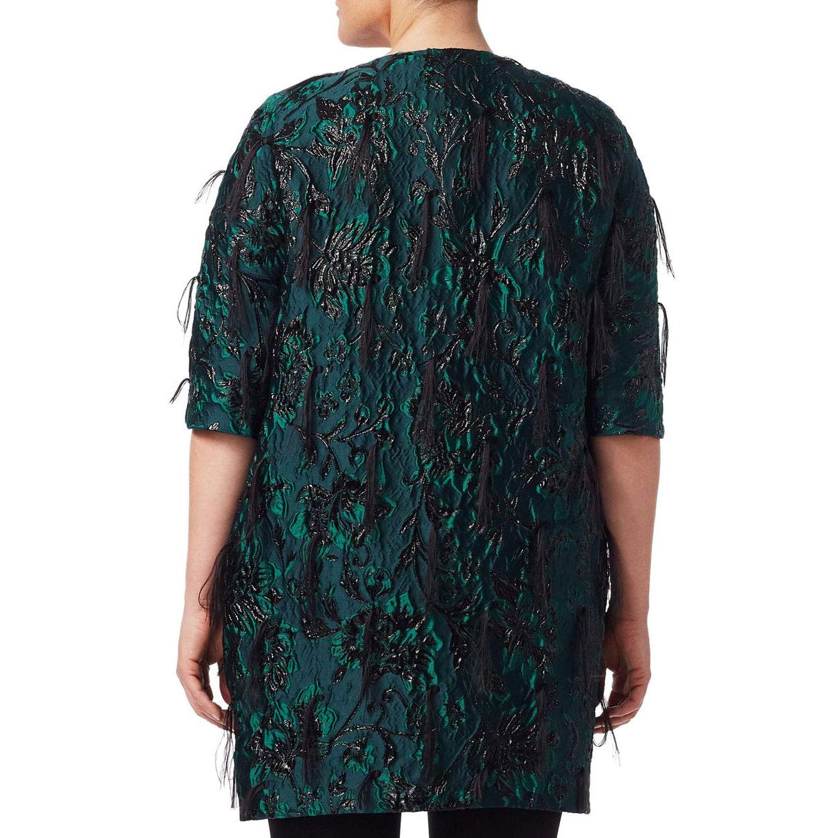 MARINA RINALDI Women's Nicosia Jacquard Coat - Green Long Sleeve Trench Coat for Fall & Winter | Elegant Outerwear for Work, Date Night & Special Occasions