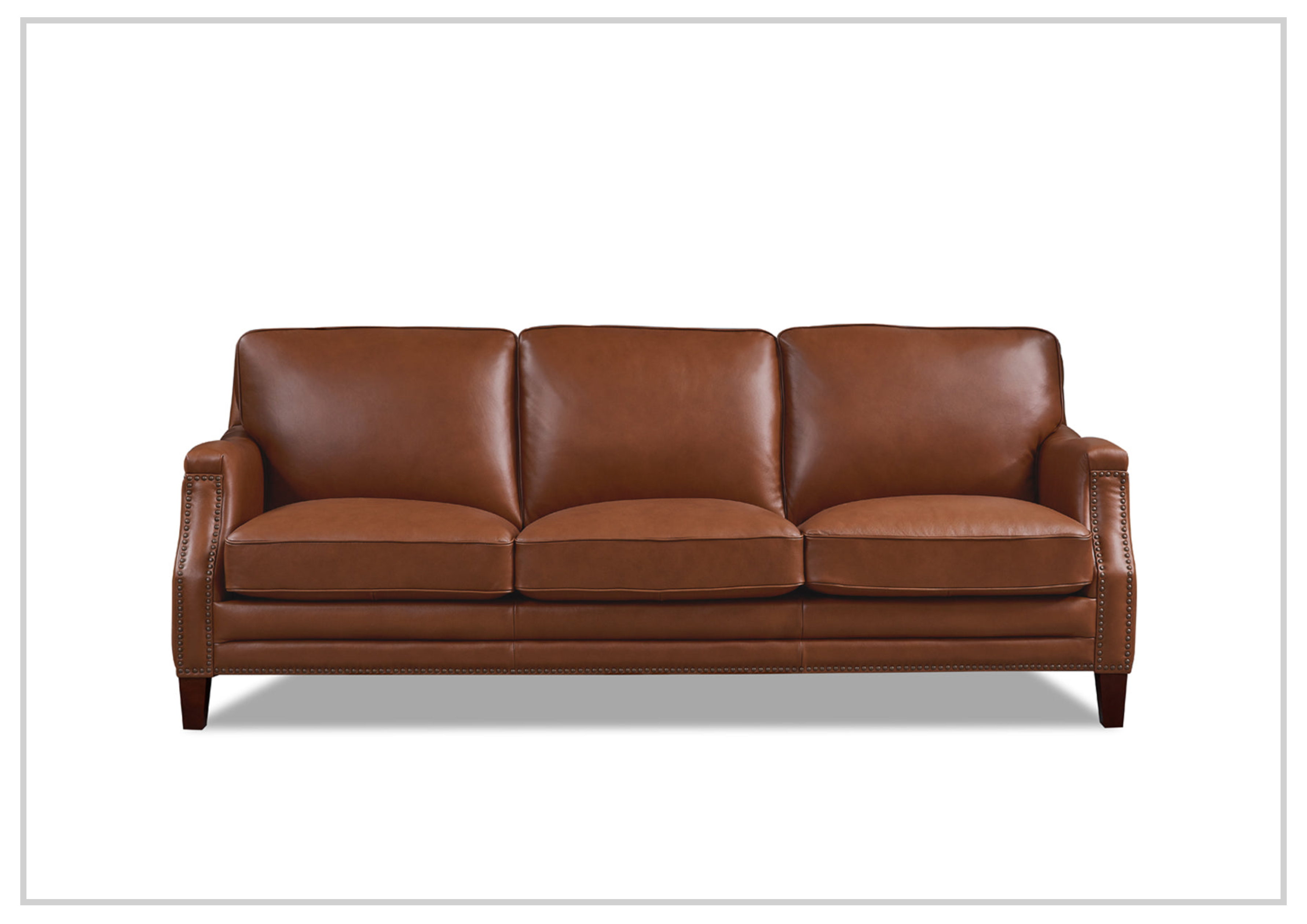 Hydeline Camano Brown Premium Leather 3-Seater Sofa - Luxurious Genuine Leather Couch for Living Room, Lounge & Office - Comfortable Modern Sectional Sofa for Home Decor & Relaxation
