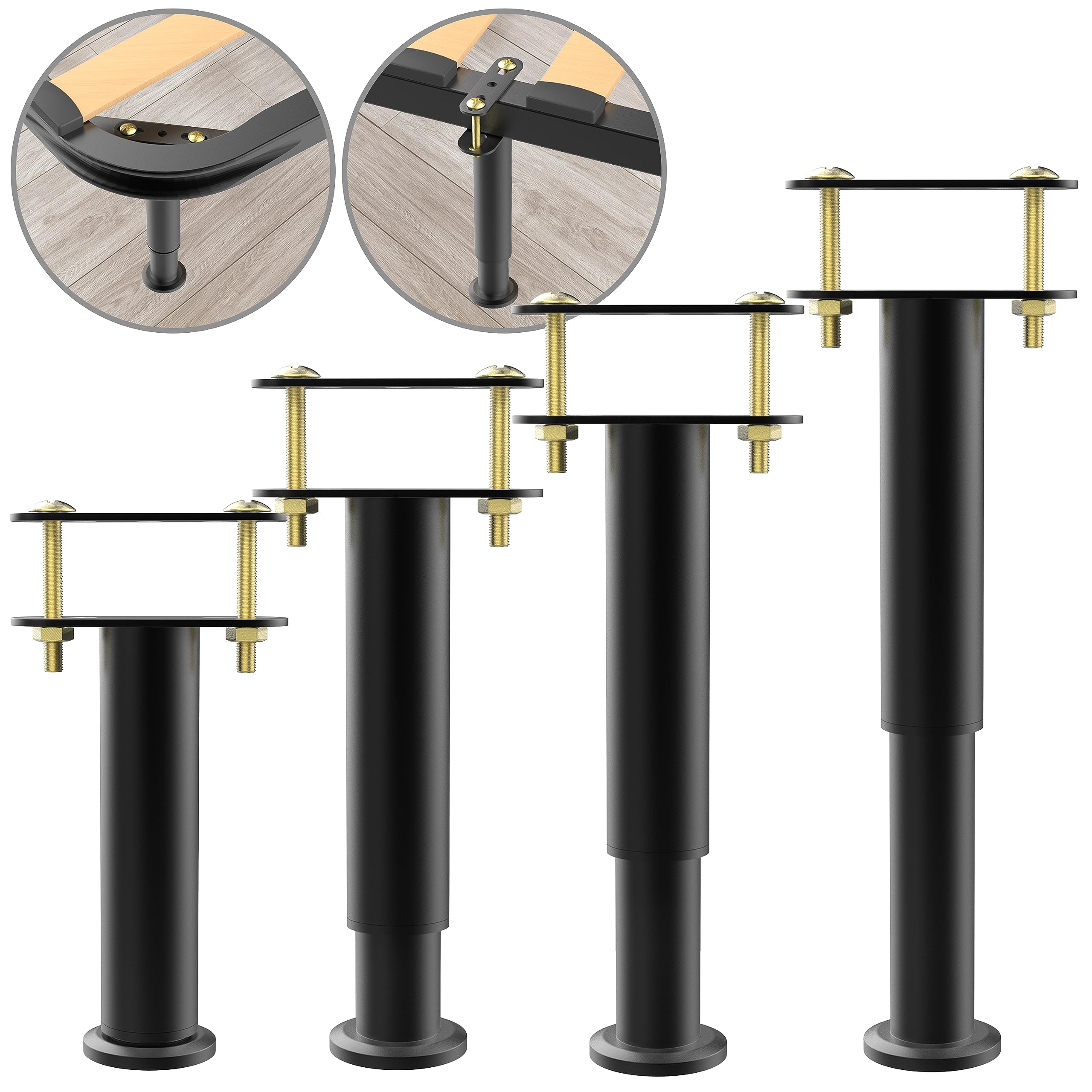 Heavy Duty Adjustable Bed Support Legs 7.08-12.6 Inch - Metal Replacement Legs for Bed Frame, Sofa, Table & Furniture Cabinet | Perfect for Bedroom, Living Room & Office Furniture Support