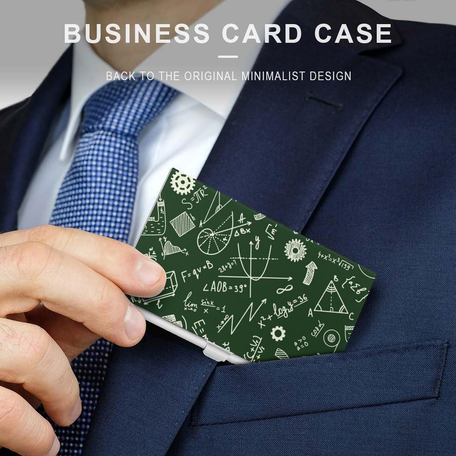 Premium Metal Business Card Holder - Math & Physics Formulas Engraved - Slim Credit Card & ID Case for Men & Women - Perfect for Networking, Gifts & Professional Meetings