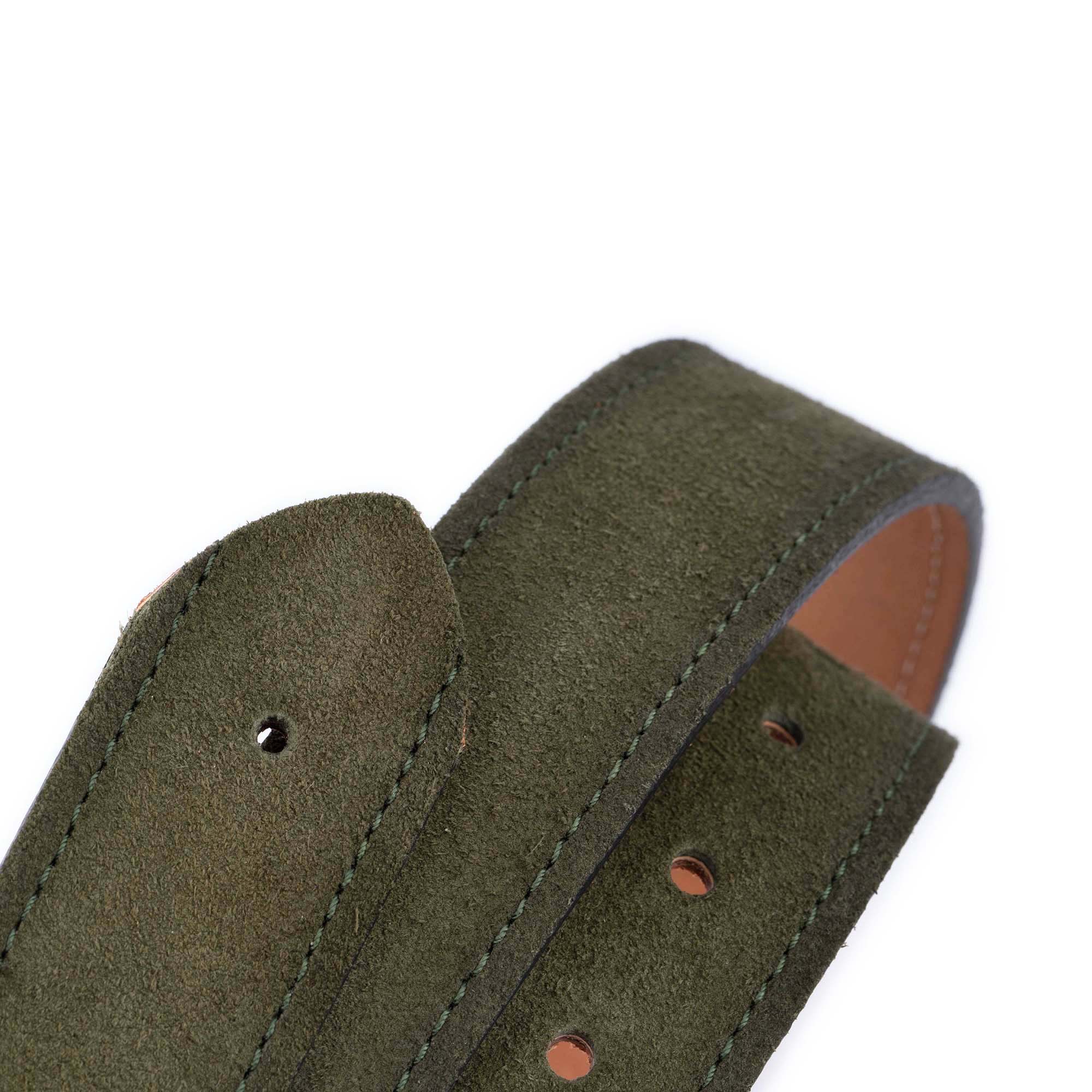 Olive Green Suede Leather Belt Strap for Cartier Buckles - 3.8cm Width - Premium Replacement Band for Luxury Watches & Dress Accessories