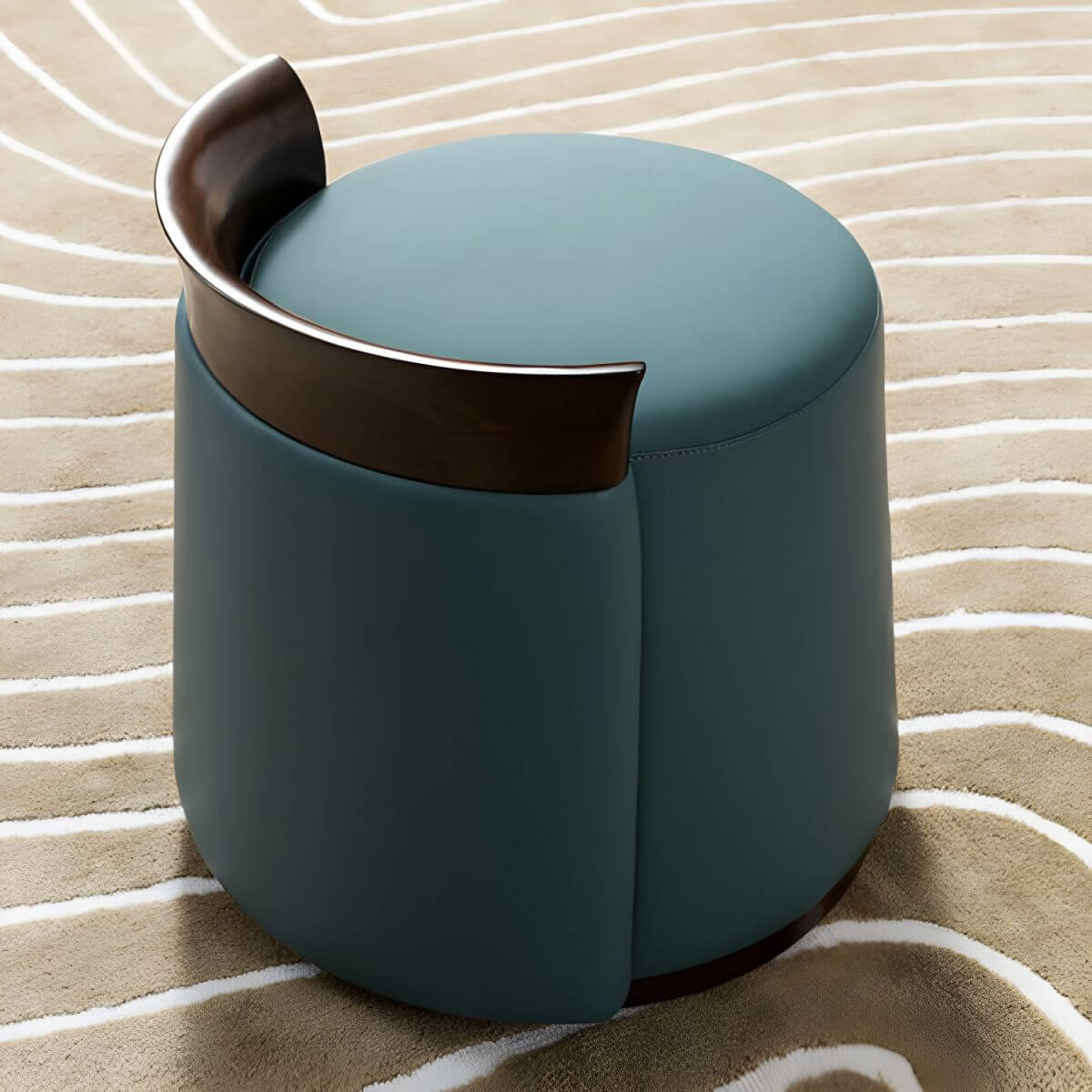 Industrial Style Small Round Wood Pouf Ottoman - Modern Home Decor for Living Room, Bedroom & Office - Perfect Accent Seating for Stylish Interiors