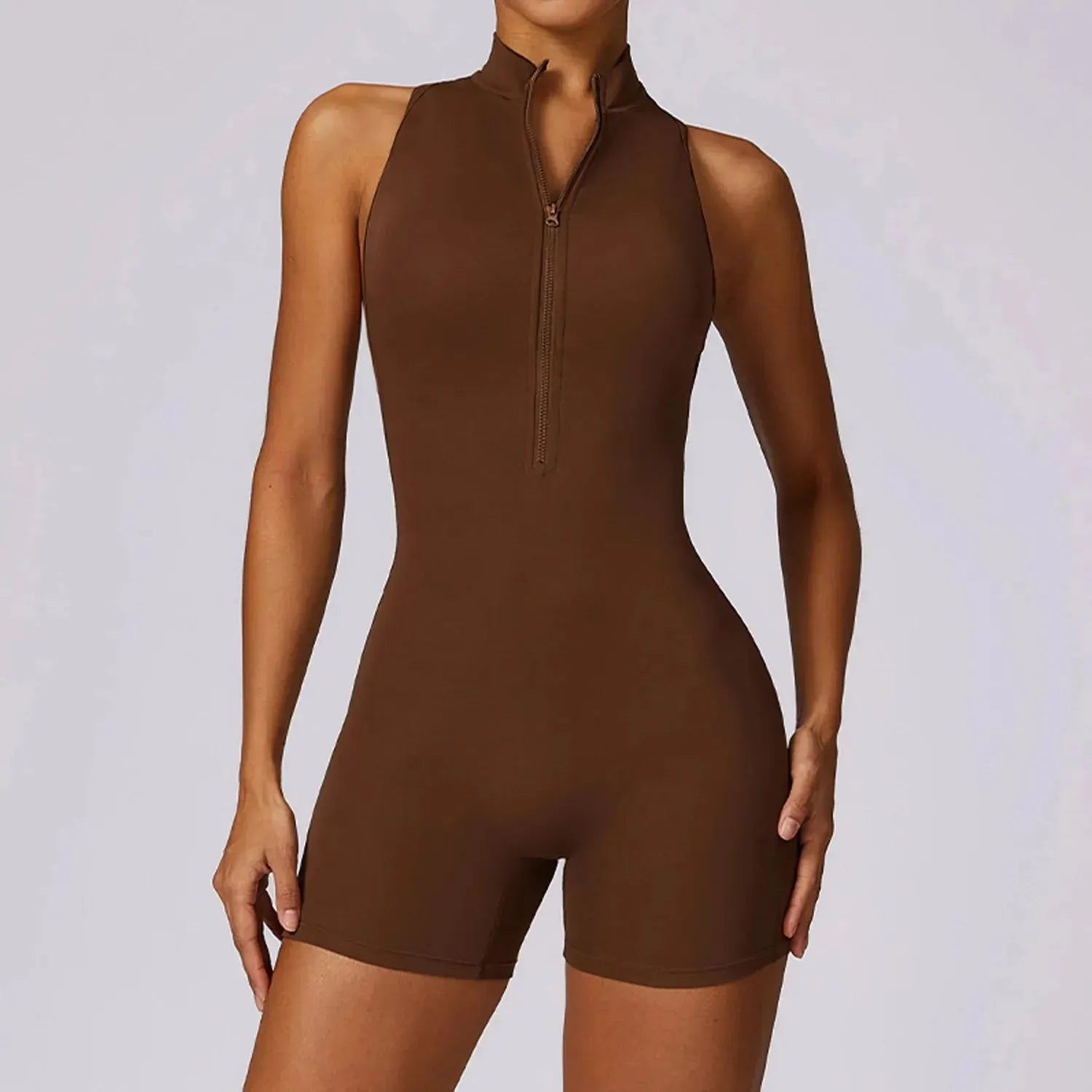 New V Back Scrunch Sports Jumpsuit for Women - Sleeveless Gym Romper with Zipper, Yoga Bodysuit & One Piece Workout Suit | Perfect for Yoga, Gym, Running & Fitness Training