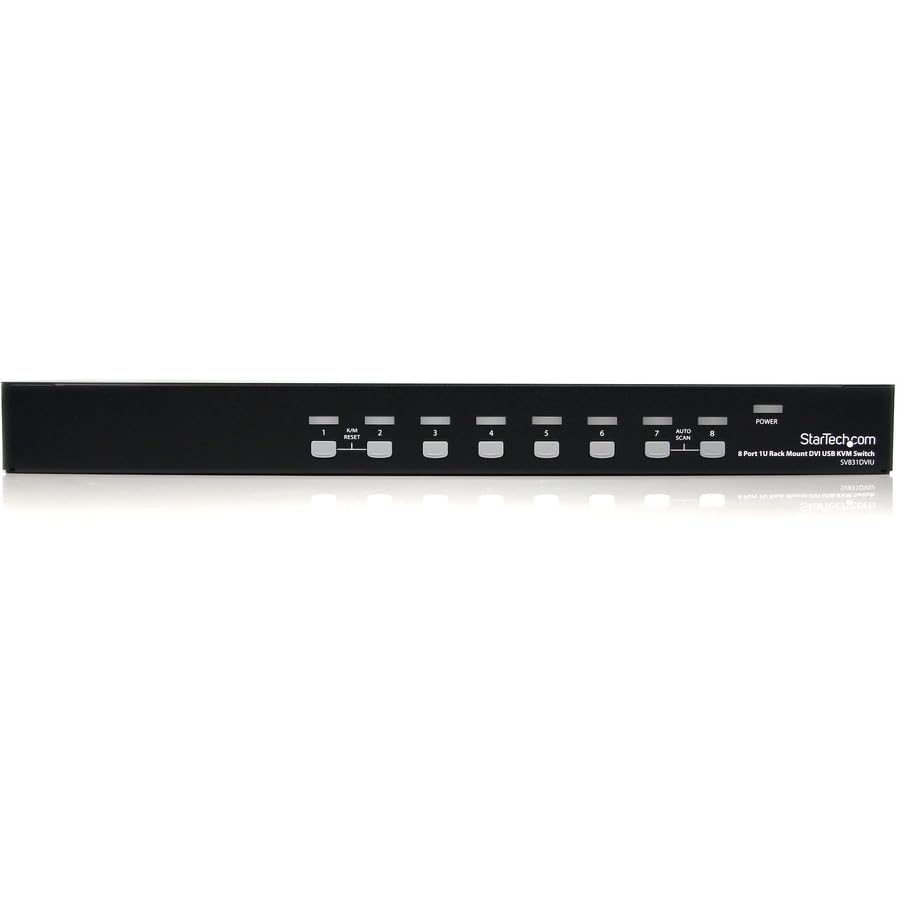 StarTech.com SV831DVIU 8-Port 1U Rackmount DVI USB KVM Switch - TAA Compliant for Server Management & Data Center Control - Perfect for IT Professionals & Multi-Computer Workstations
