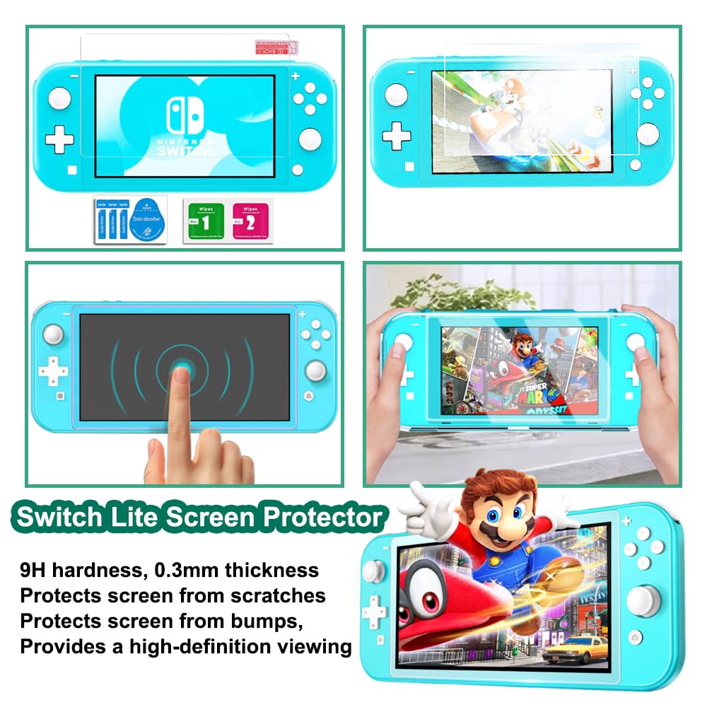 Premium Clear TPU Protective Case for Nintendo Switch Lite with HD Tempered Glass Screen Protector - Shock-Absorbent, Anti-Scratch Slim Shell Cover | Perfect for Gaming On-The-Go, Travel Protection & Everyday Use