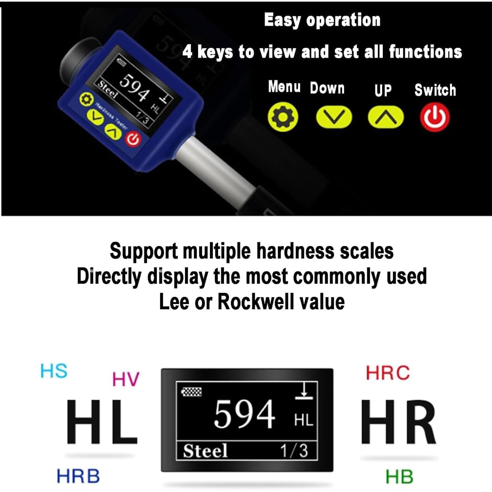 Portable Digital Pen Hardness Tester - High Precision 360° Measurement with ±0.5% Accuracy (HLD=800) | 0.8% Repeatability | Ideal for Chemical Labs & Manufacturing Plants | Perfect for Quality Control & Material Testing