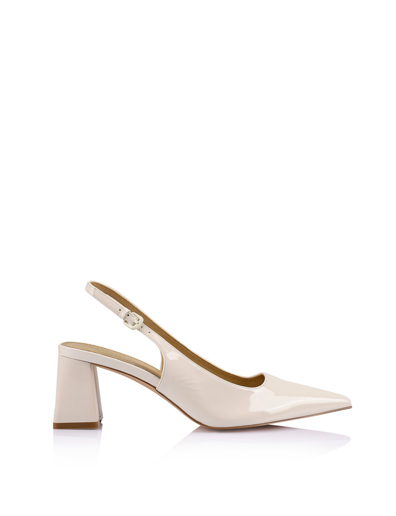 Yarra Pointed Toe Slingback Heels - Women's Chic Patent Leather Pumps in Chalk White | Perfect for Office, Wedding & Evening Events