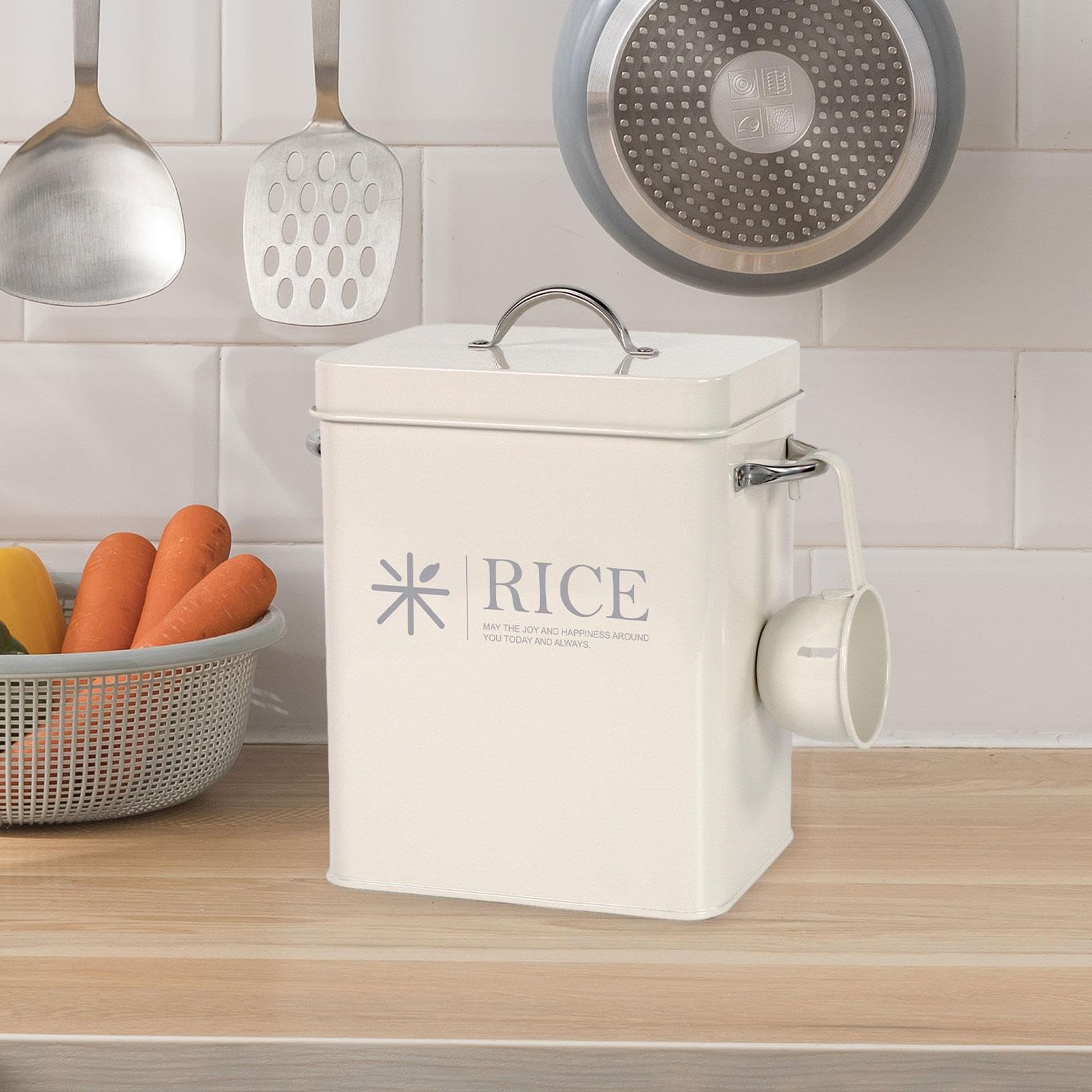 Airtight Metal Rice Storage Container - Sealed Food Storage Bin for Flour, Grains & Dry Goods - Perfect for Pantry, Countertop & Restaurant Use